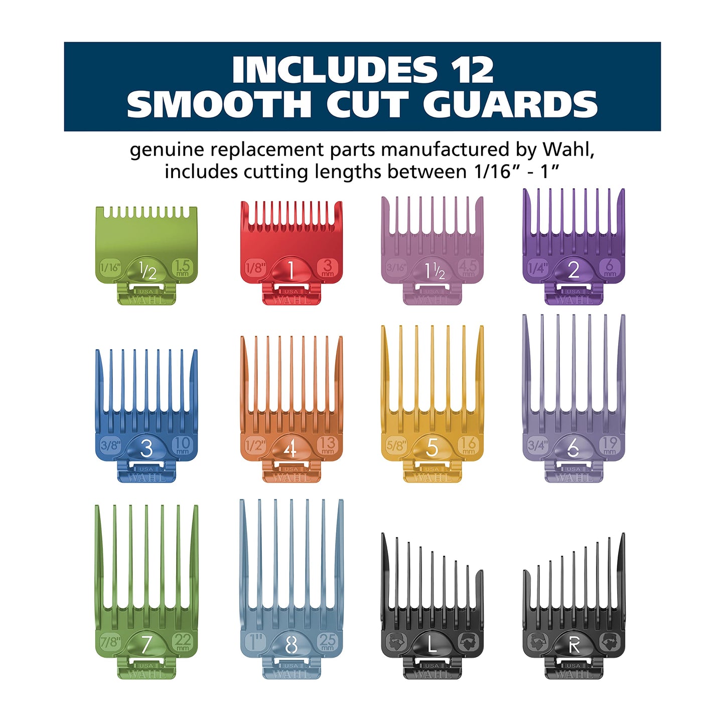 White Smoke Wahl Clipper Genuine Secure Snap Attachment Guard Organization Kit with Hair Clipper Guards