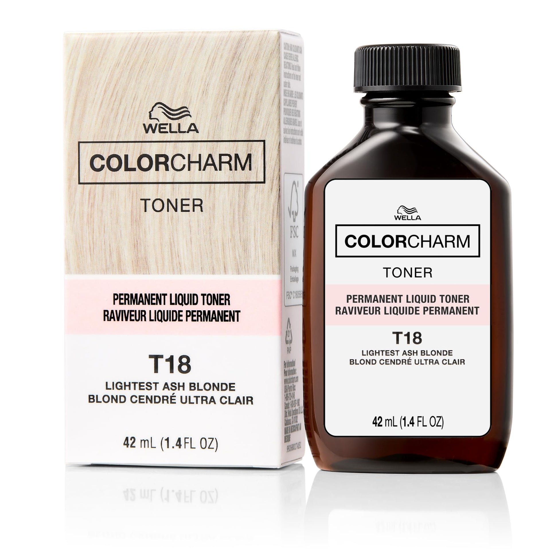 White Smoke COLORCHARM Permanent Liquid Toners | Neutralize Brass | Free of Parabens | Vegan | T18 Lightest Ash Blonde | 1.4 Fl Oz