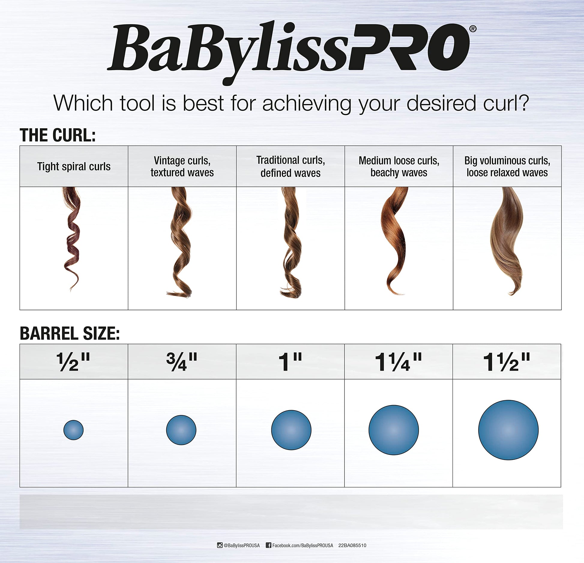 White Smoke BaBylissPRO Nano Titanium 1 1/4 inch Curling Iron for Loose Curls & Beach Waves, Marcel Professional Hair Curler for All Hair Types