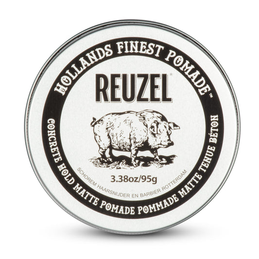 White Smoke REUZEL Concrete Matte Pomade, Strong All Day Hold, Water Soluble Styling, Matte Finish and Flake Free, Easy To Wash Out, For All Hair Types