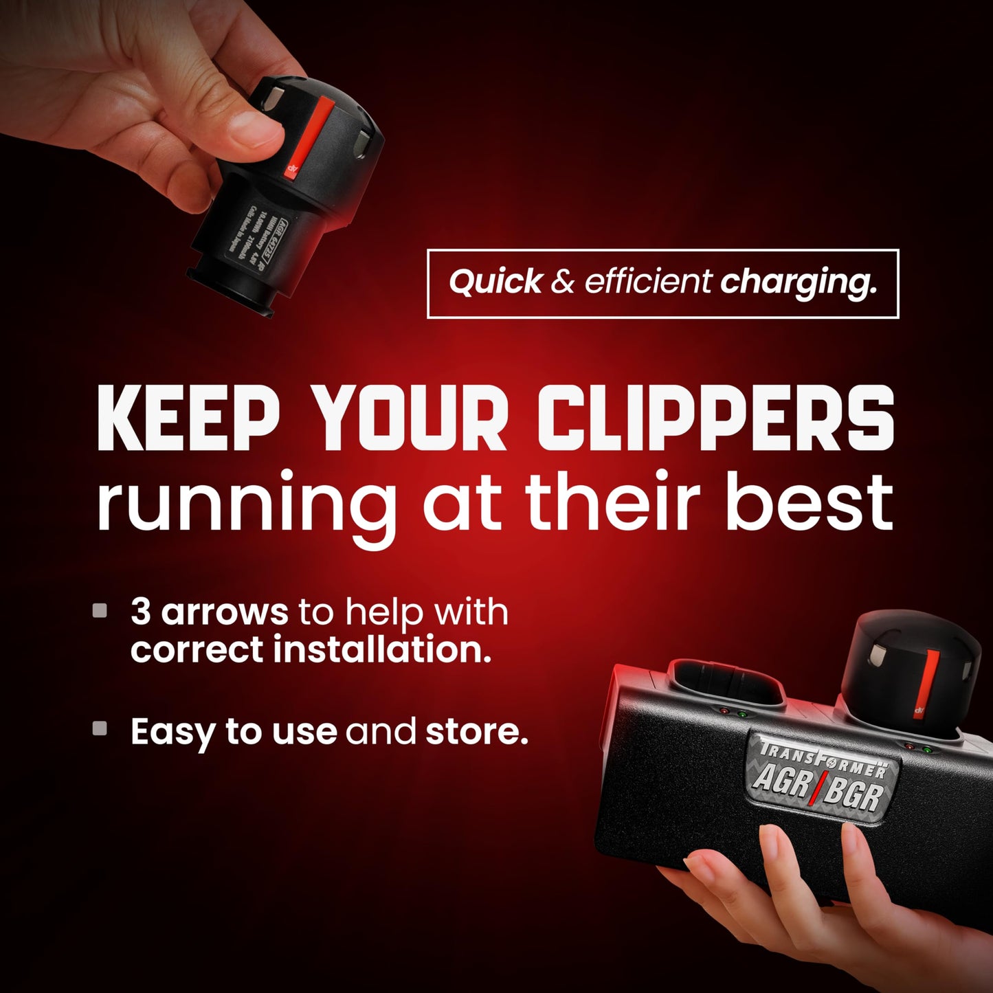 Black Artisan Power Double Charger and Two Replacement Batteries | Best for Andis PowerGroom AGR+ and BGR+ Series Clippers | NiMH Rechargeable Battery Pack | 2100 mAh - 27% Higher Than the OEM Batteries