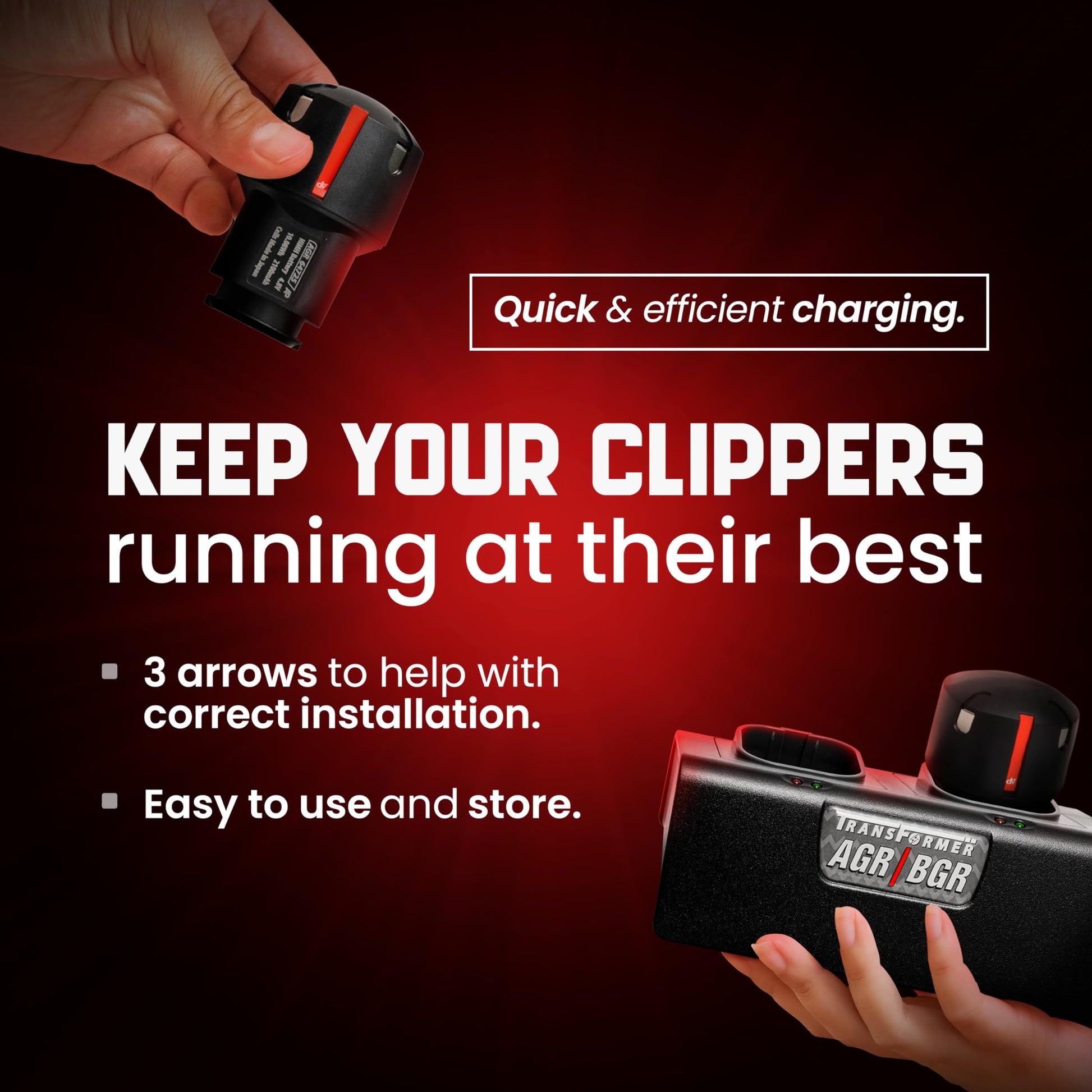 Black Artisan Power Double Charger and Two Replacement Batteries | Best for Andis PowerGroom AGR+ and BGR+ Series Clippers | NiMH Rechargeable Battery Pack | 2100 mAh - 27% Higher Than the OEM Batteries