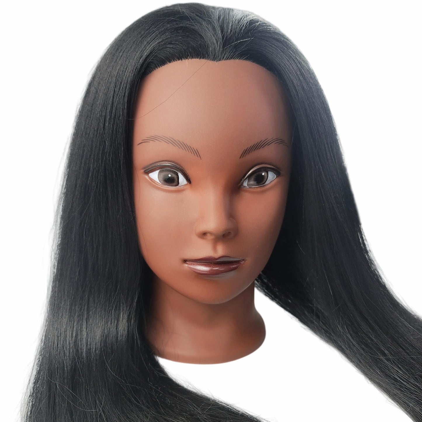 White Smoke Czrleaty Yaki Hair Mannequin Head for Braiding, Black Mannequin Head with Hair - 21" Training Doll Head for Kids Hair Styling or Braiding Practice