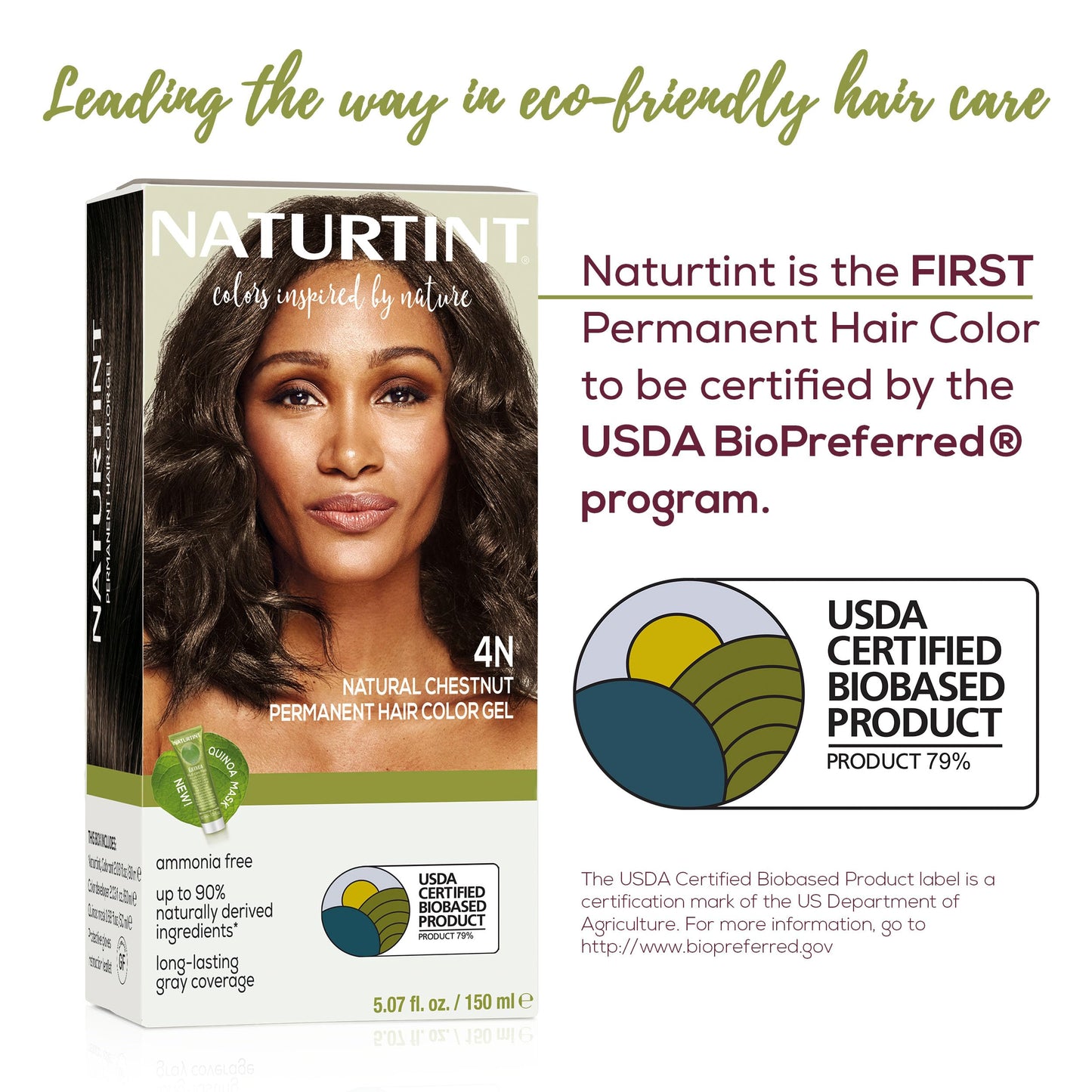 White Smoke Naturtint 4N Natural Chestnut Permanent Hair Color (Pack of 1), Ammonia Free, Vegan, Cruelty Free, up to 100% Gray Coverage, Long Lasting Results (Packaging may vary)