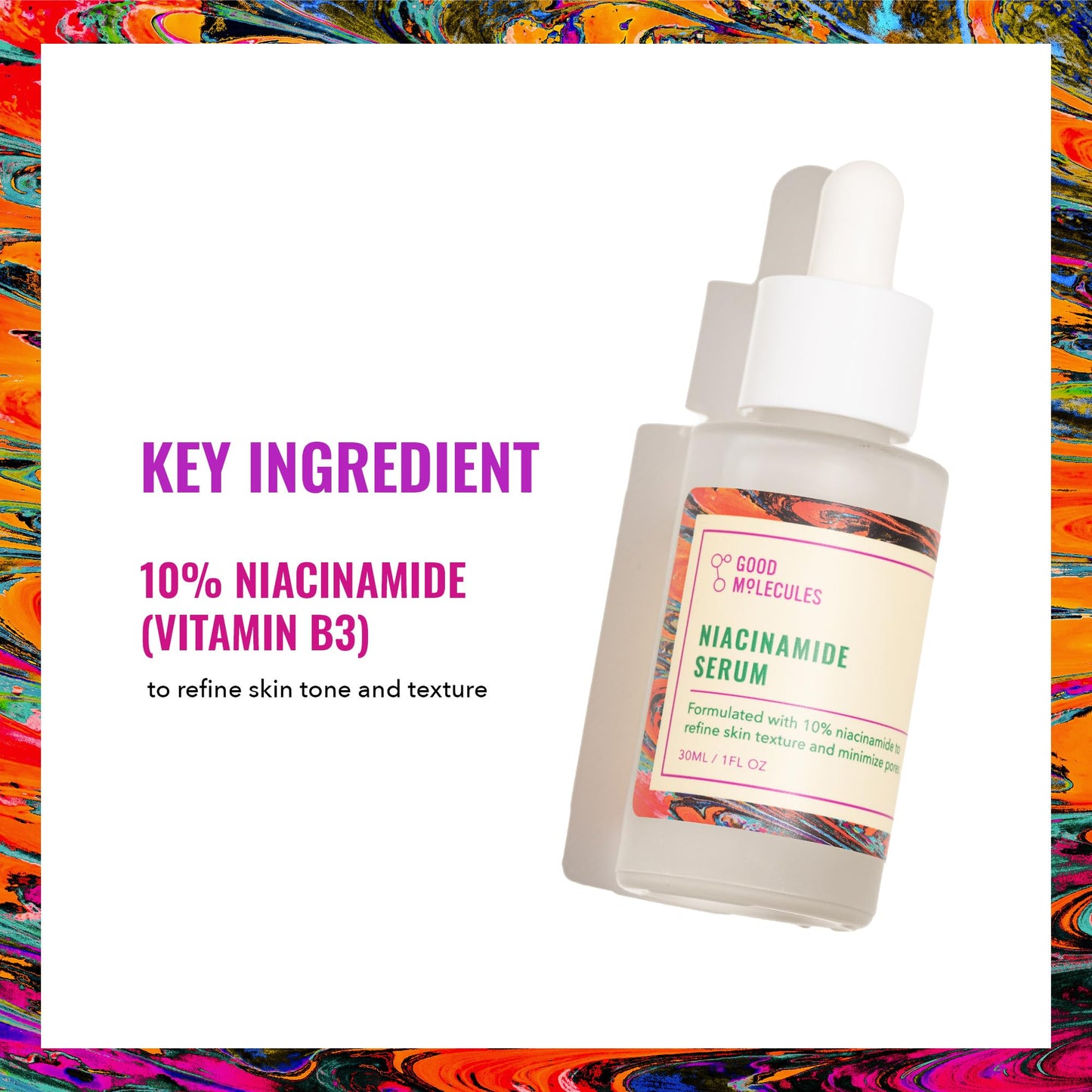 White Smoke Good Molecules Niacinamide Serum - 10% Niacinamide to Target Blemishes, Nourishment, and Skin Tone - Ultra Hydrating Serum and Brightening Skin Care for Face
