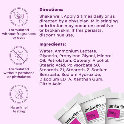Lavender Blush AmLactin Crepe Firming Cream - Therapeutic Skin Tightening Cream for Body – No-Scrub Exfoliator and Moisturizer, Skin Care with 15% Lactic Acid AHA, 12 oz (Packaging May Vary)