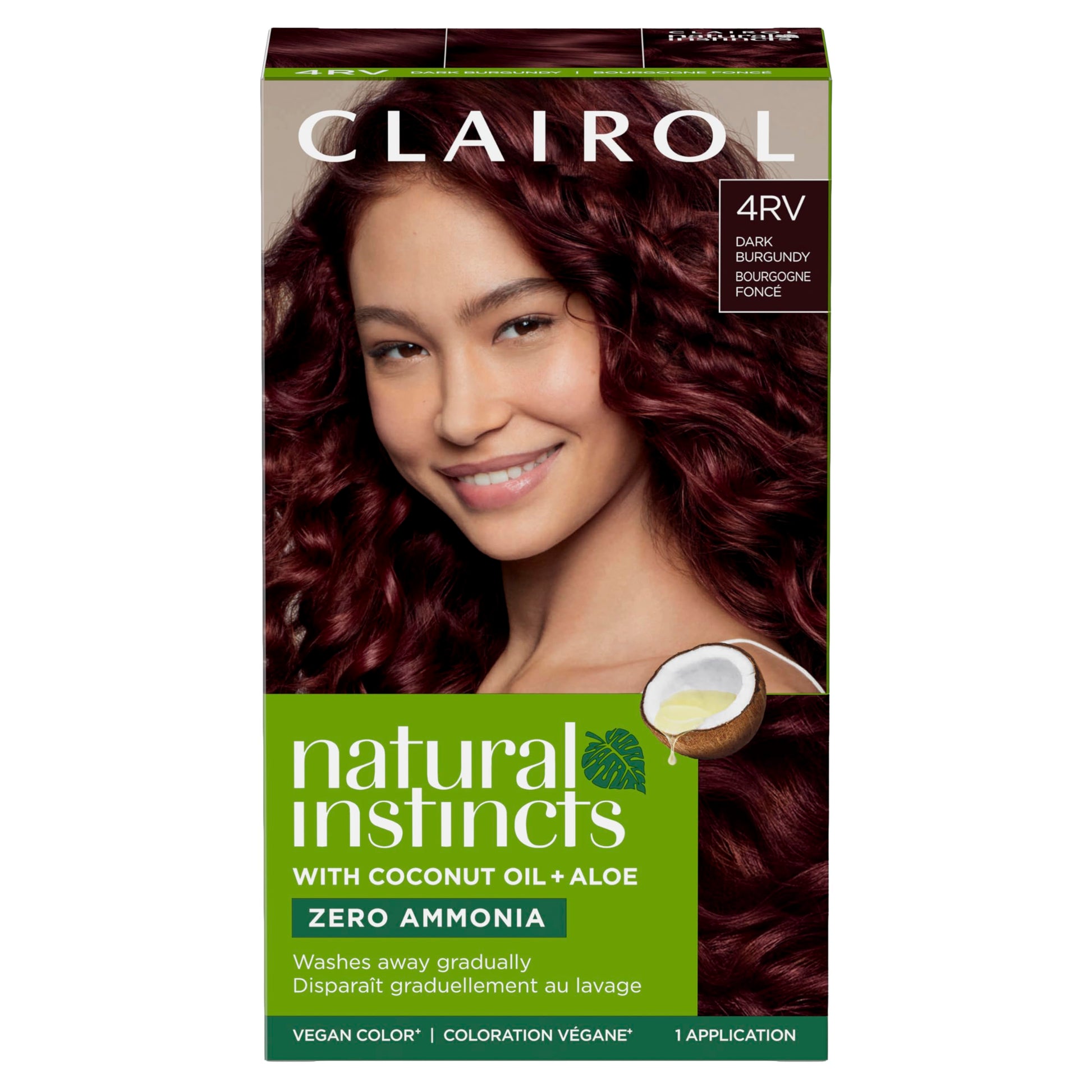 Black Clairol Natural Instincts Demi-Permanent Hair Dye, 4RV Dark Burgundy Hair Color, Pack of 1