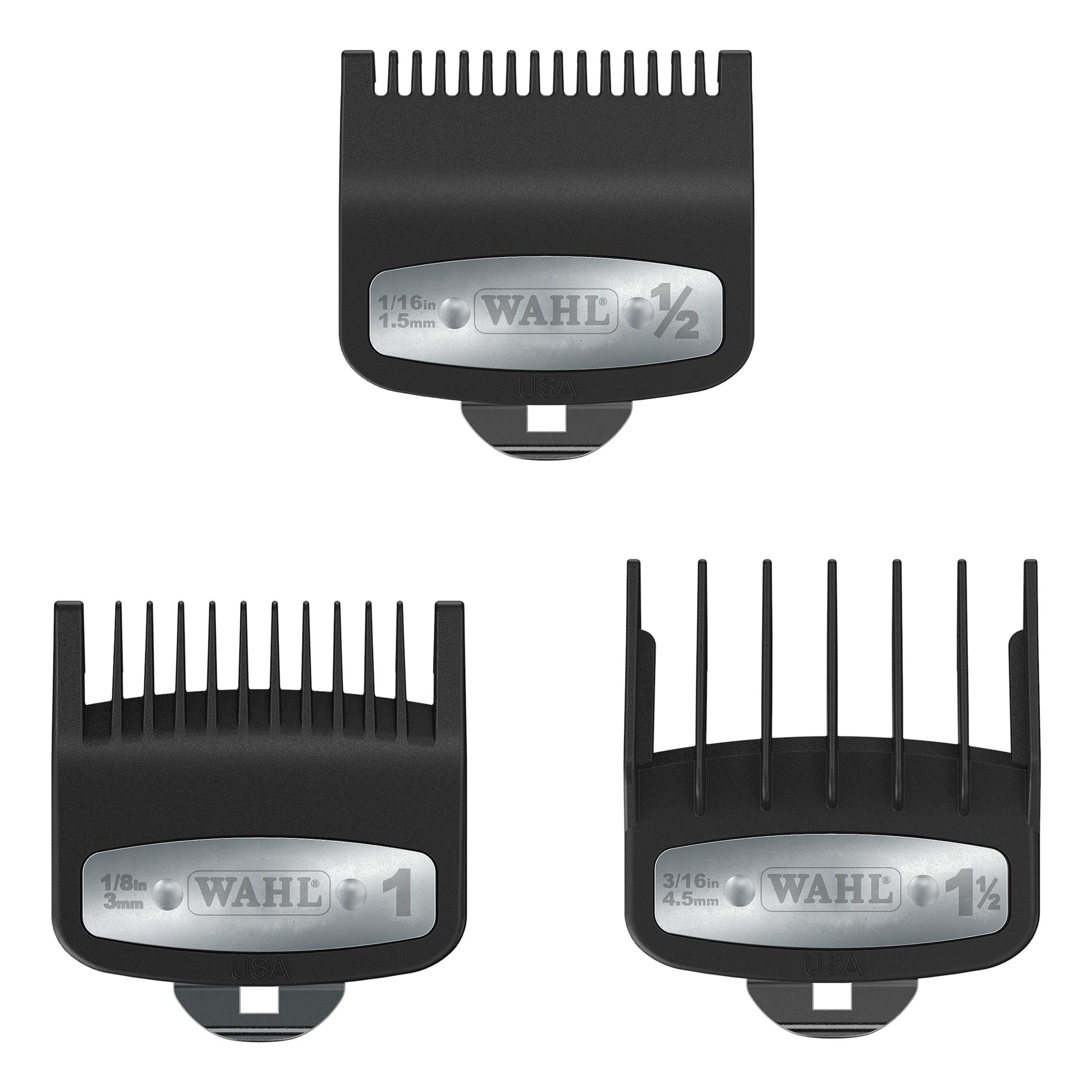 White Smoke Wahl Professional 3 Pack Premium Attachments, Secure-Fit Clipper Comb Set, Durable, Includes 1/2", 1", and 1 1/2" Sizes