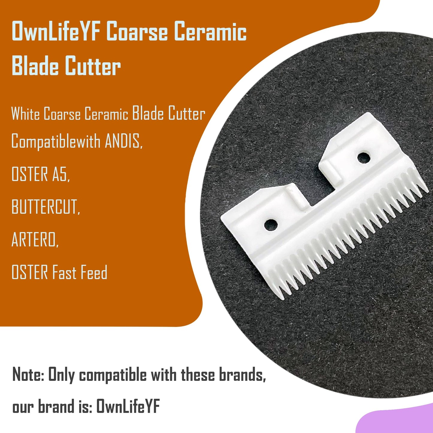 White Smoke OwnLifeYF 3PCS Ceramic Coarse Pet Replacement Blade Cutter Compatible with Andis 64440, Compatible with Oster A5, Compatible with Walh KM Series Clippers, 22 Teeth