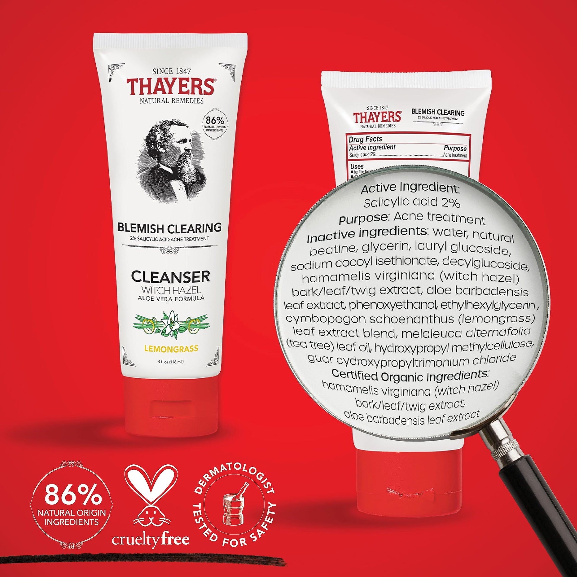 Firebrick THAYERS Witch Hazel Blemish Cleanser, 4 Ounce