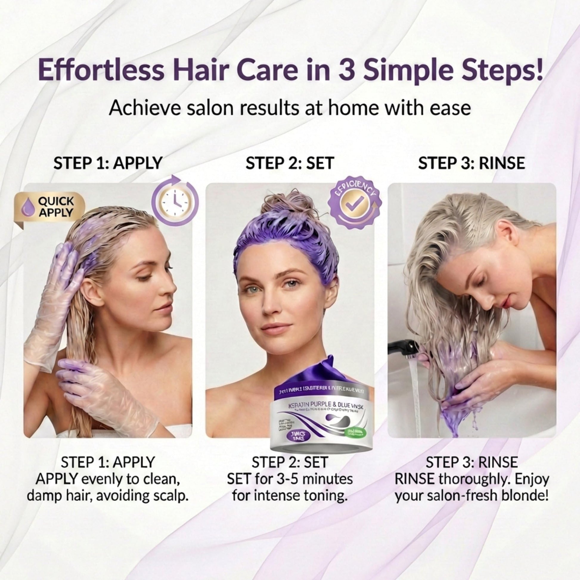 White Smoke VITAMINS hair cosmetics Keratin Purple Hair Mask - Blue Hair Mask Deep Conditioner Treatment - Blonde Toner to Neutralize Brassiness in Brassy Blonde, Silver, White, Gray & Brown Locks