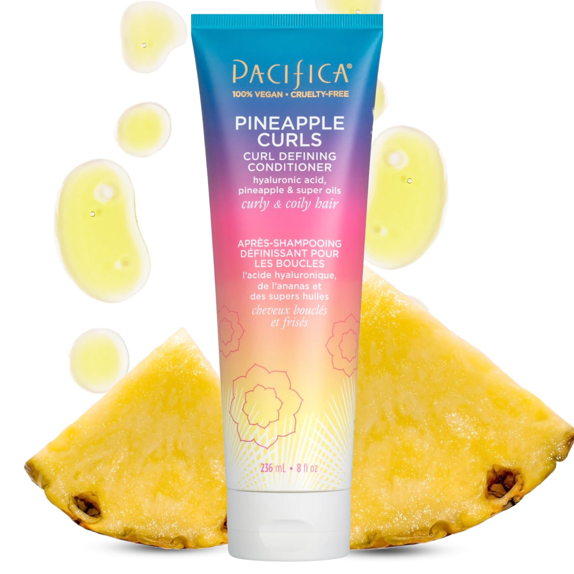 White Smoke Pacifica Beauty, Pineapple Curls Defining Natural Conditioner, For Curly, Coily and Textured Hair Types, Pineapple Scent, Sulfate Free and Silicone Free, 100% Vegan and Cruelty Free
