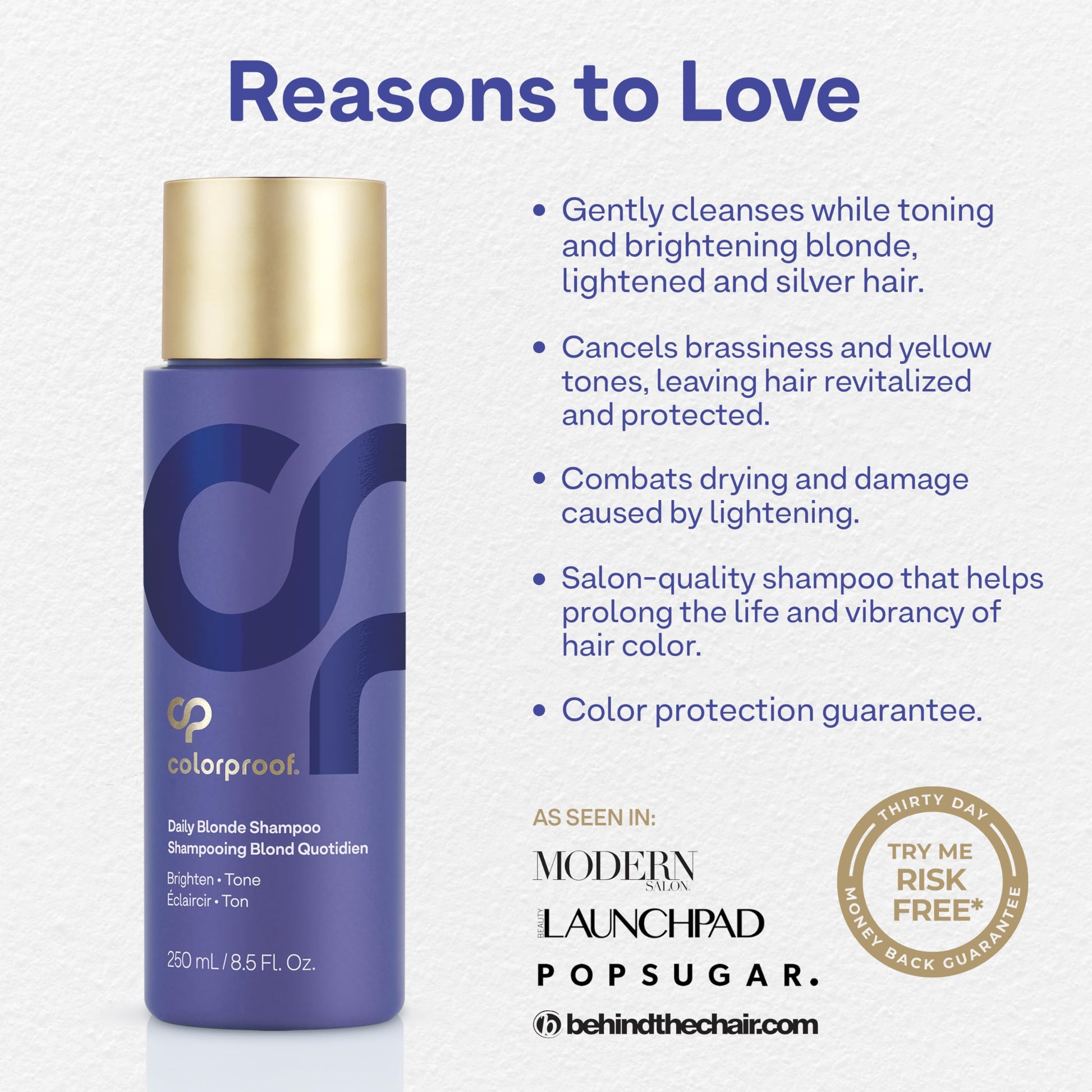 White Smoke Colorproof Daily Blonde Shampoo 8.5 Fl. Oz. Sulfate Free Shampoo for Blonde Color Treated Hair with Citrus, Jasmine & Coconut Milk Scent for Cleansing & Toning