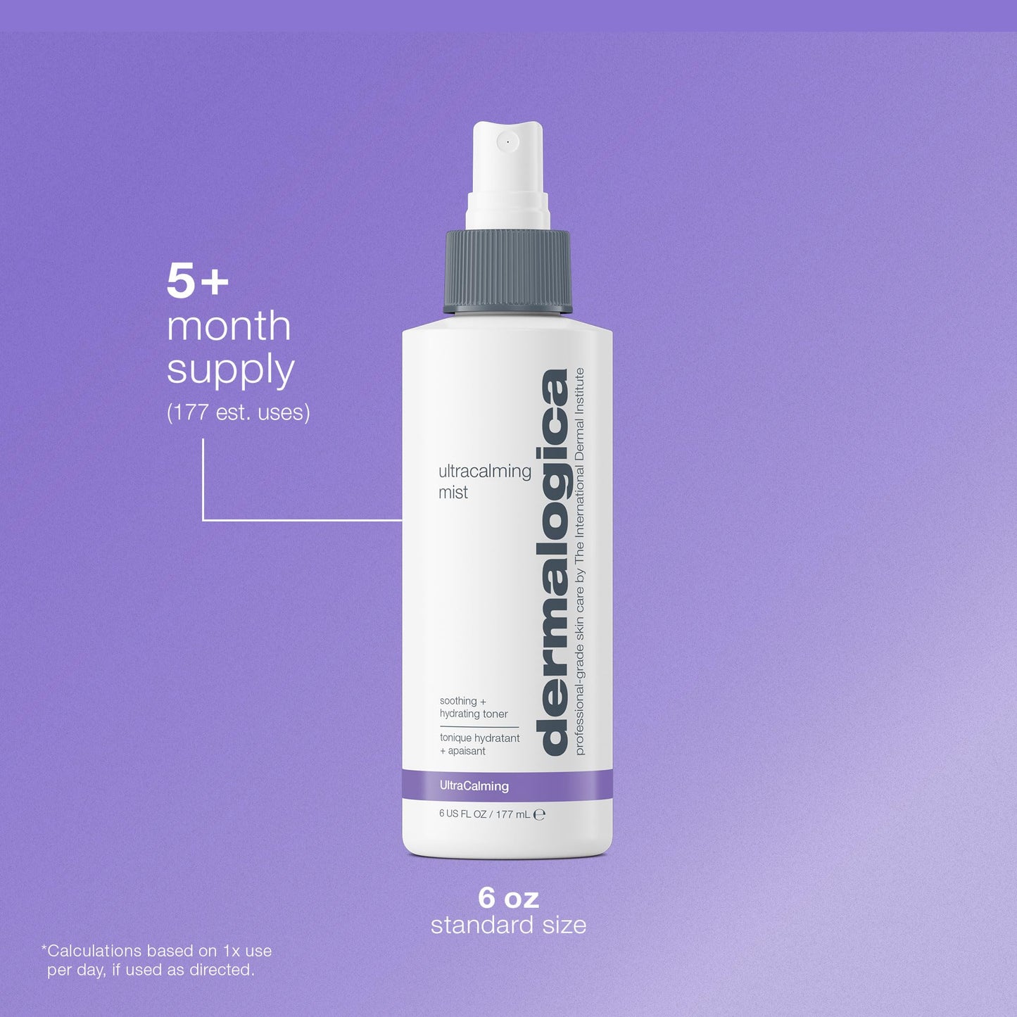 Medium Purple Dermalogica Ultracalming Mist, Facial Spray for Sensitive Skin with Aloe, Soothing and Hydrating - Quickly Relieves Inflammation and Discomfort, 6 Fl Oz
