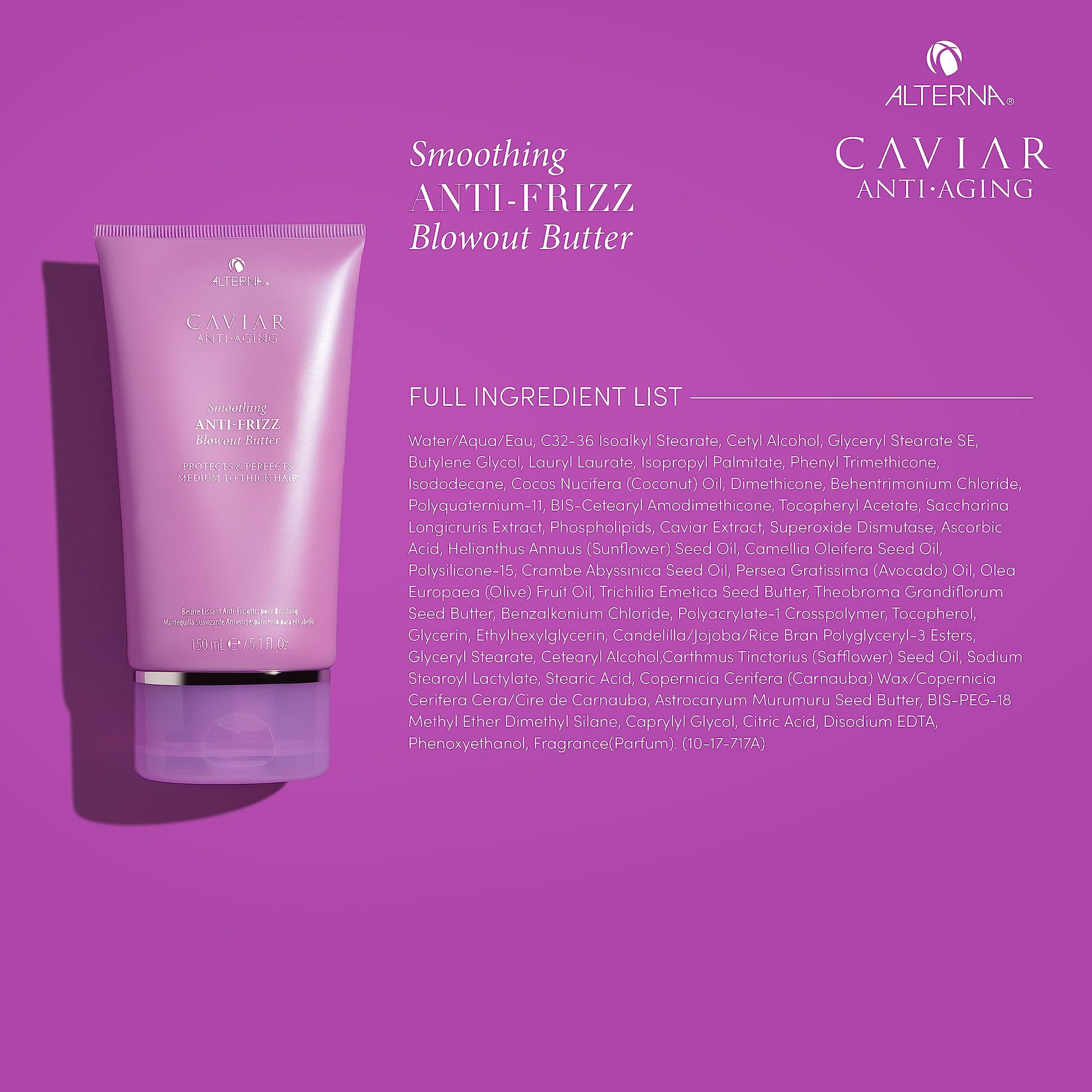 Medium Orchid Alterna Caviar Anti-Aging Smoothing Anti-Frizz Blowout Butter, | Protects Hair from Heat Styling and Humidity | Sulfate Free , 5.07 Fl Oz (Pack of 1)