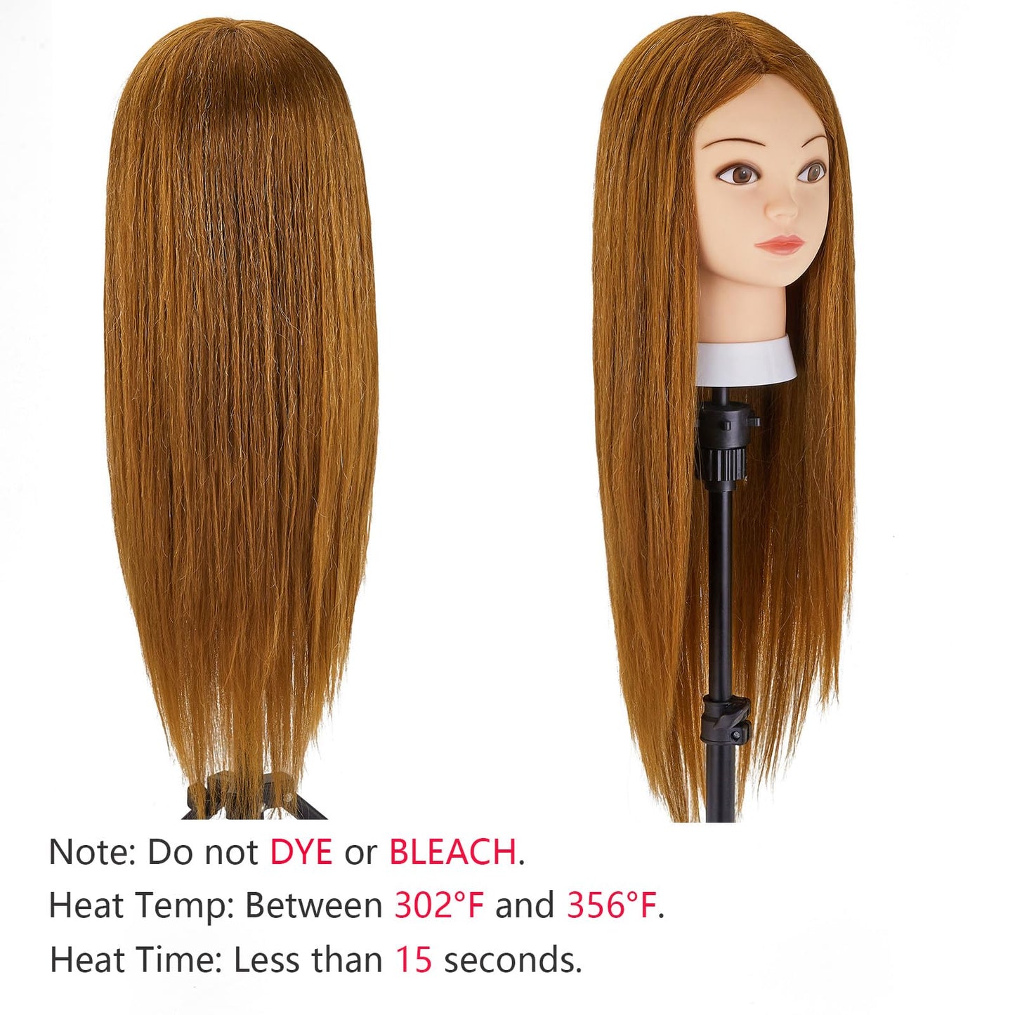 White Smoke Mannequin Head with 80% Human Hair, 28'' Doll Head for Cosmetology & Hairdresser, Real Hair Cosmetology Makeup Hairdressing Training Head