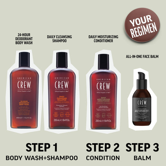 Light Gray American Crew Men's Body Wash, Body Wash with 24 Hour Odor Protection, Deodorant Body Wash, 15.2 Fl Oz