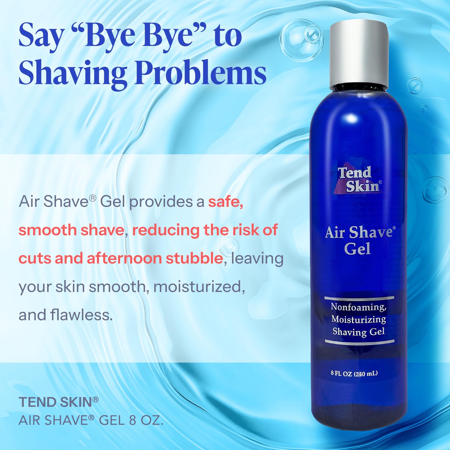 Light Cyan Tend Skin Air Shave Gel Advanced Hydrating & Moisturizing Formula, Provides Natural Protection, Silky Smooth Skin & Seamless Hair Removal, 8 Oz