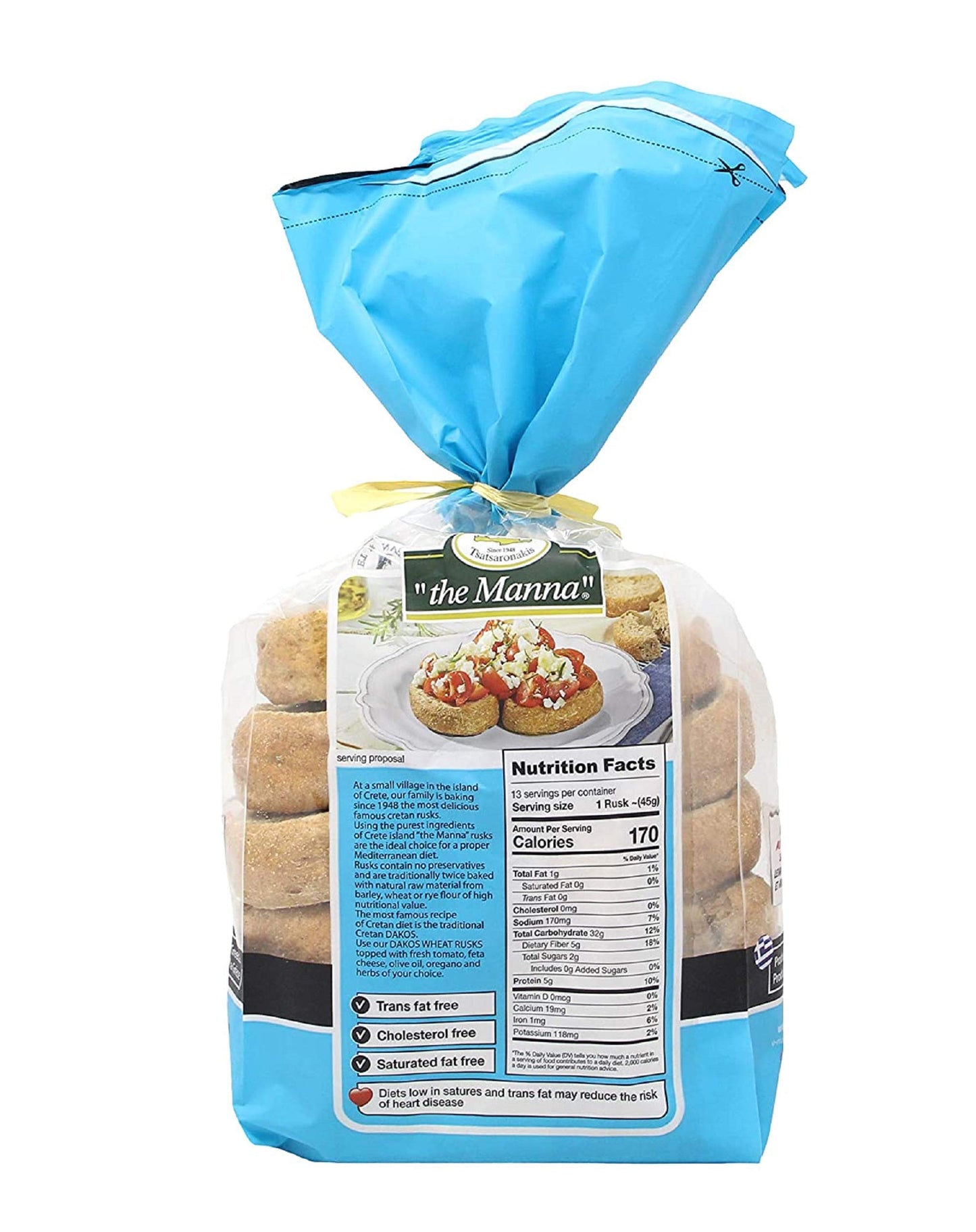 White Smoke Greek Manna Whole Wheat Rusks from Crete, 600 gr.