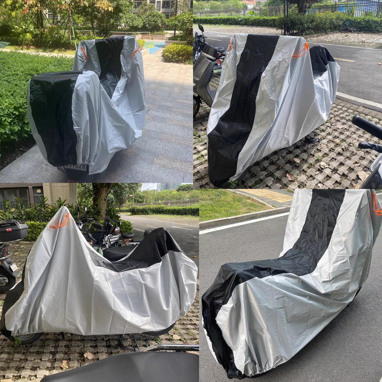 Dark Gray Waterproof Motorcycle Cover for Yamaha DT230 Lanza 1997-2000, Custom Motorbike Cover, Scratch-Proof Dustproof and Uv-Protective, with Windproof Rope and Reflective Strips