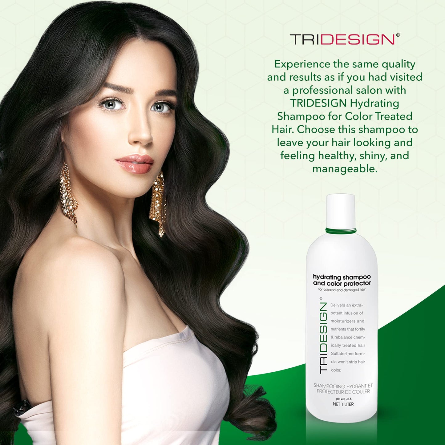 Honeydew TRIDESIGN Hydrating Shampoo for Color Treated Hair, Sulfate and Paraben Free Color Care Treatment, Concentrated Hair Color Shampoo, Gently Cleanses -33.8 Fluid Ounce