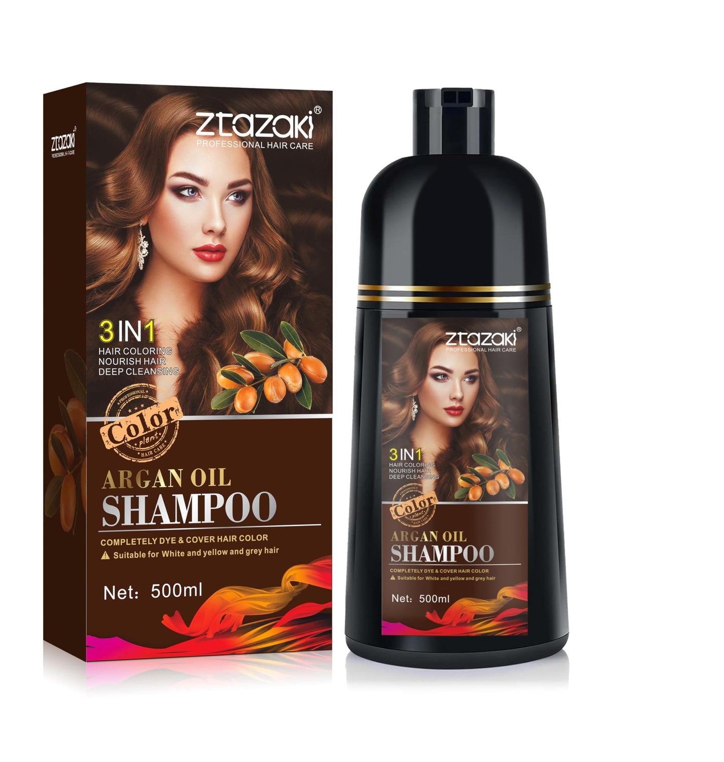 White Smoke Callmynm Black Hair Dye Shampoo 3-In-1, Instant Gray Hair Coverage in Minutes-Long Lasting Argan Oil Herbal Hair Color Shampoo champu con tinte para canas 500ml