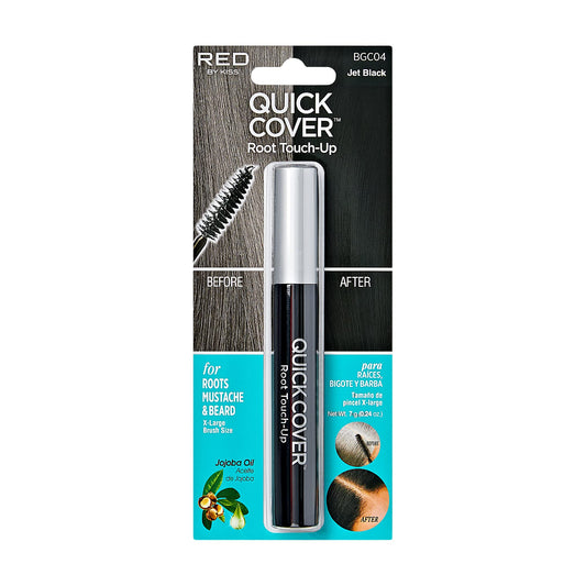 Dark Slate Gray RED by KISS Quick Cover Root Touch Up Rescue (Jet Black), Mascara Natural Water-Resistant Temporary Gray Concealer Cover Up Brush for Hair Mustache & Beard, Formulated with Jojoba Oil