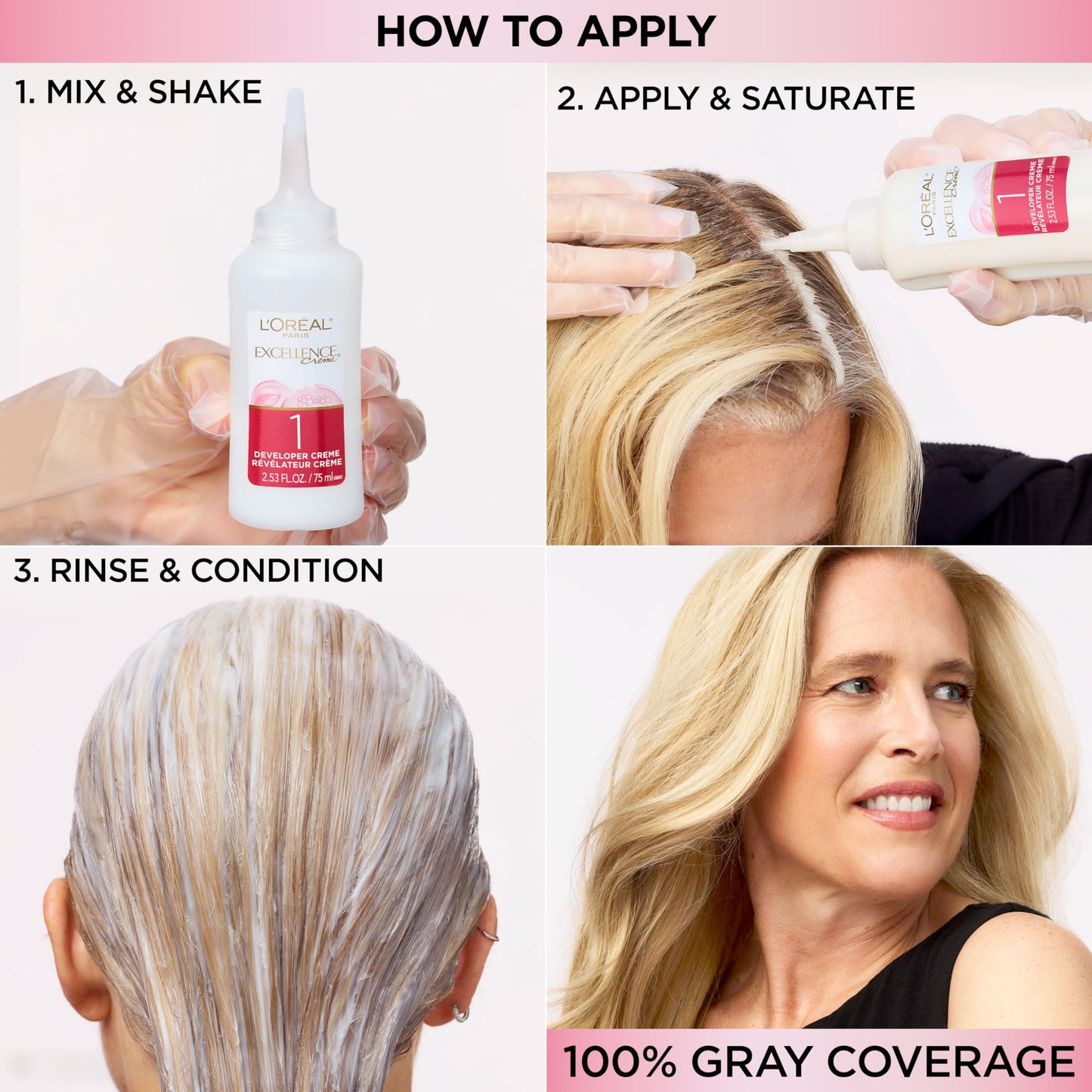 White Smoke L'Oreal Paris Excellence Crème Permanent Hair Dye, Triple Care Hair Color with Hyaluronic Acid for 100% Gray Coverage, 4 Dark Brown, 1 Kit (Packaging May Vary)