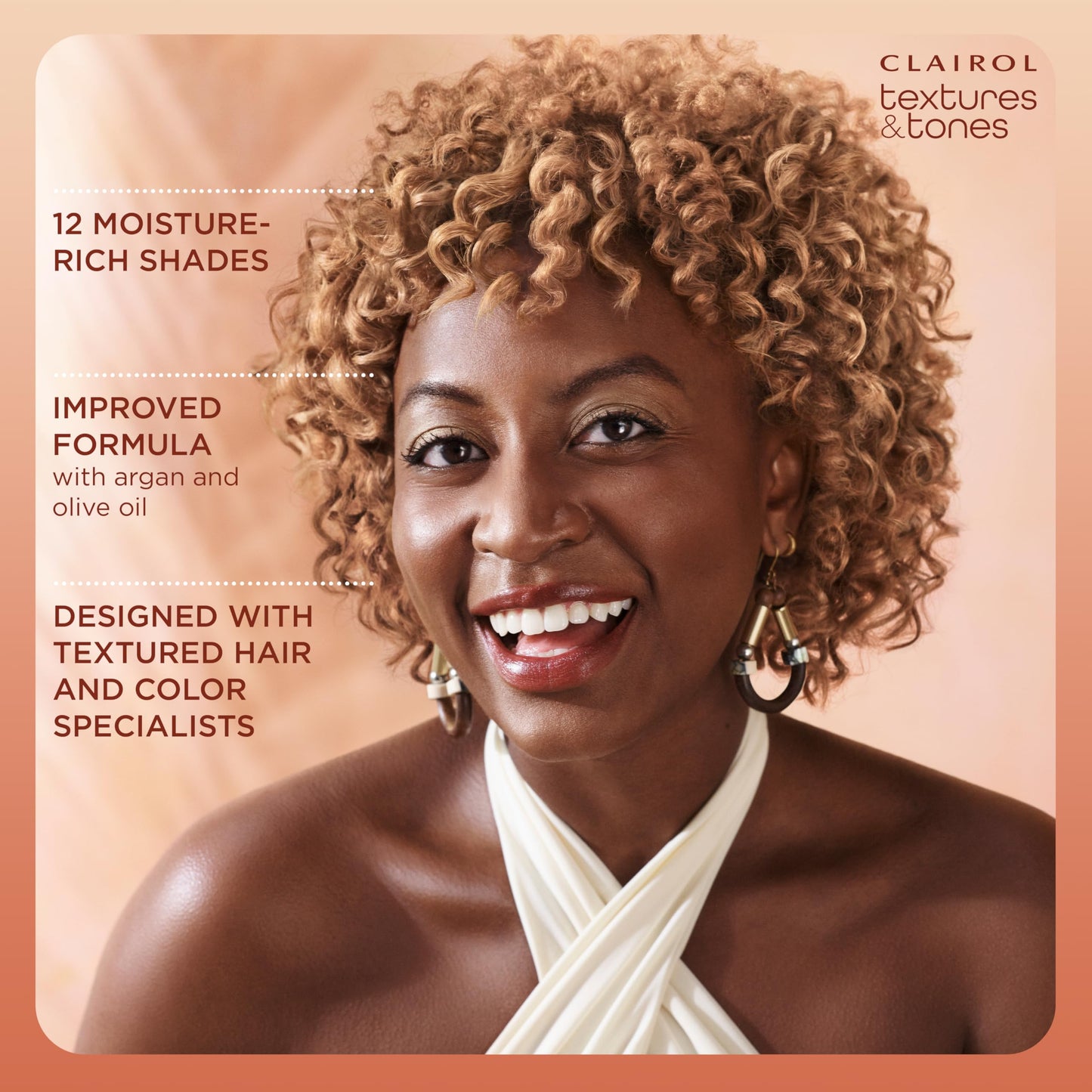 Saddle Brown Clairol Textures & Tones Permanent Hair Dye, 6G Honey Blonde Hair Color| Ammonia Free | Moisture-Rich Formula with Argan, and Olive Oil for Brilliant Shine | Pack of 1
