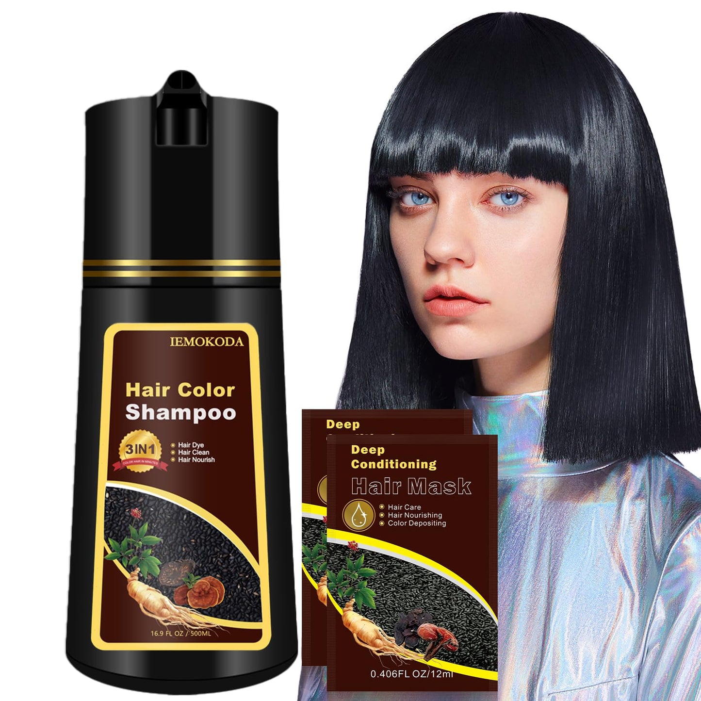 White Smoke Silver Gray Hair Dye Shampoo for Women Men, Herbal 3-in-1 Hair Color Shampoo, Colors Hair in Minutes, Semi-Permanent Grey Hair Dye, Shampoo Para Pintar El Cabello, Easy to Use at Home - 16.90 Fl Oz