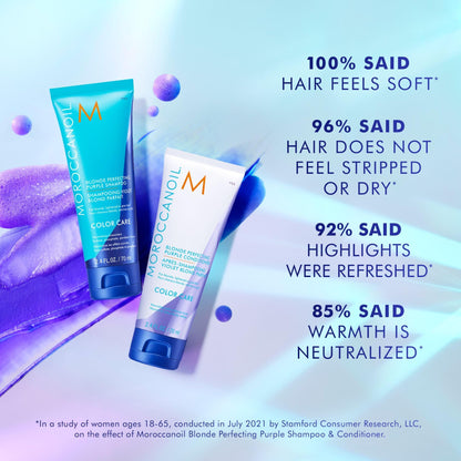 Light Blue Moroccanoil Blonde Perfecting Purple Shampoo, 2.4 oz