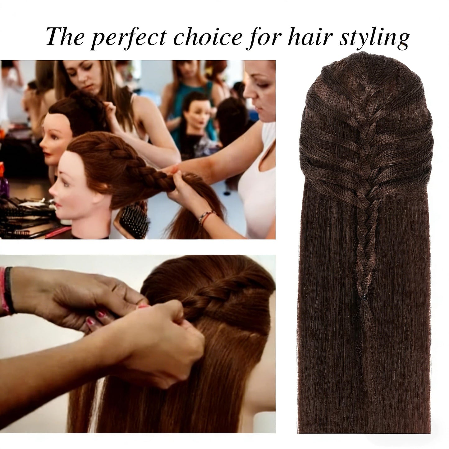 Black Czrleaty 80% Real Human Hair Mannequin Head for Braiding - Manikin Head for Hair Styling Practice, 28" Professional Training Mannequin Head with Hair for Beauty School Students