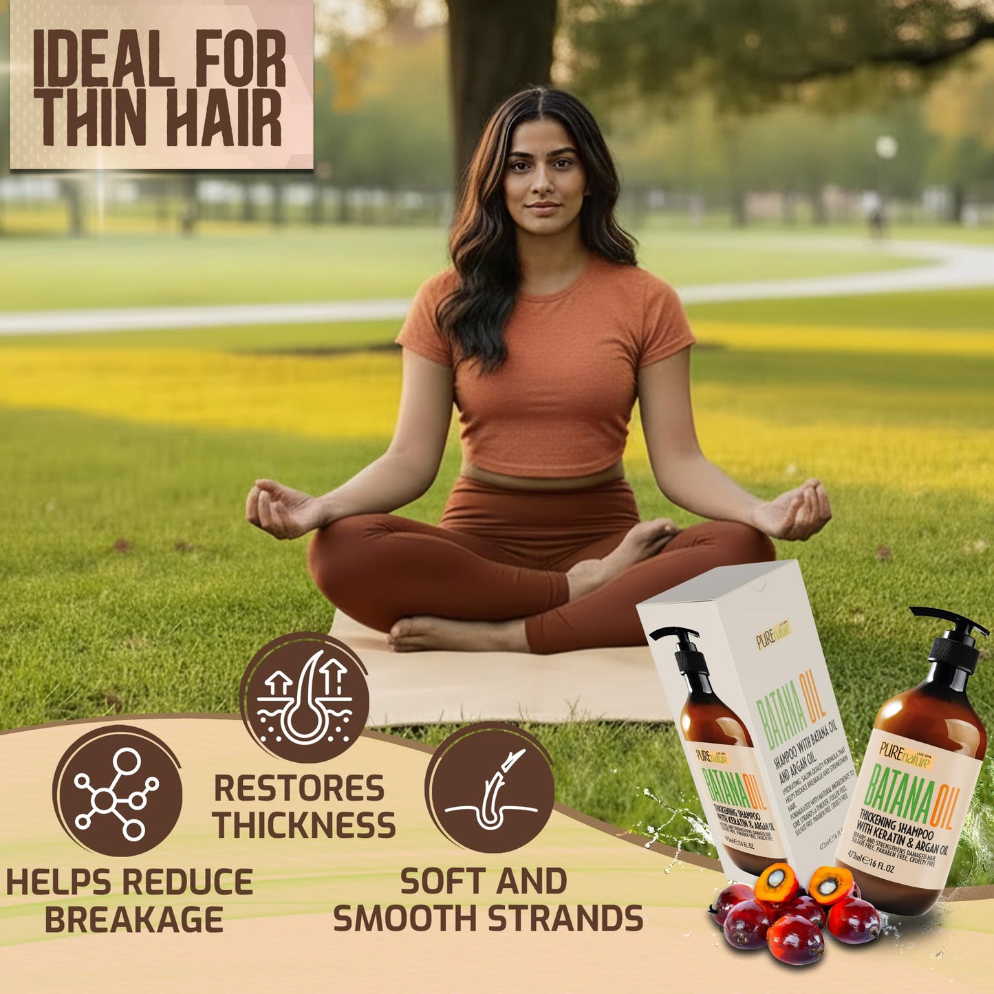 Olive Drab Batana Oil Shampoo - Sulfate Free Thickening Formula - Paraben Free Volumizing Shampoo for Thinning, Fine Hair - Professional Volume Boosting Salon Care for Women and Men with Thin Hair - 16 Fl Oz