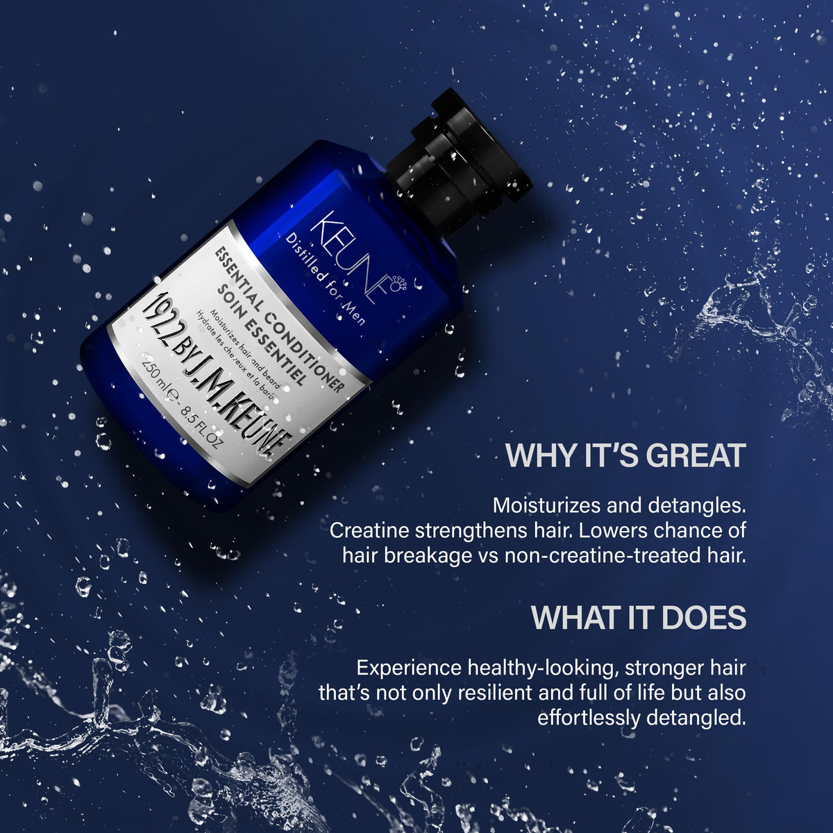Midnight Blue 1922 by J.M. Keune Essential Conditioner, Moisturizing & Strengthening Conditioner for Men, 8.5 Fl Oz