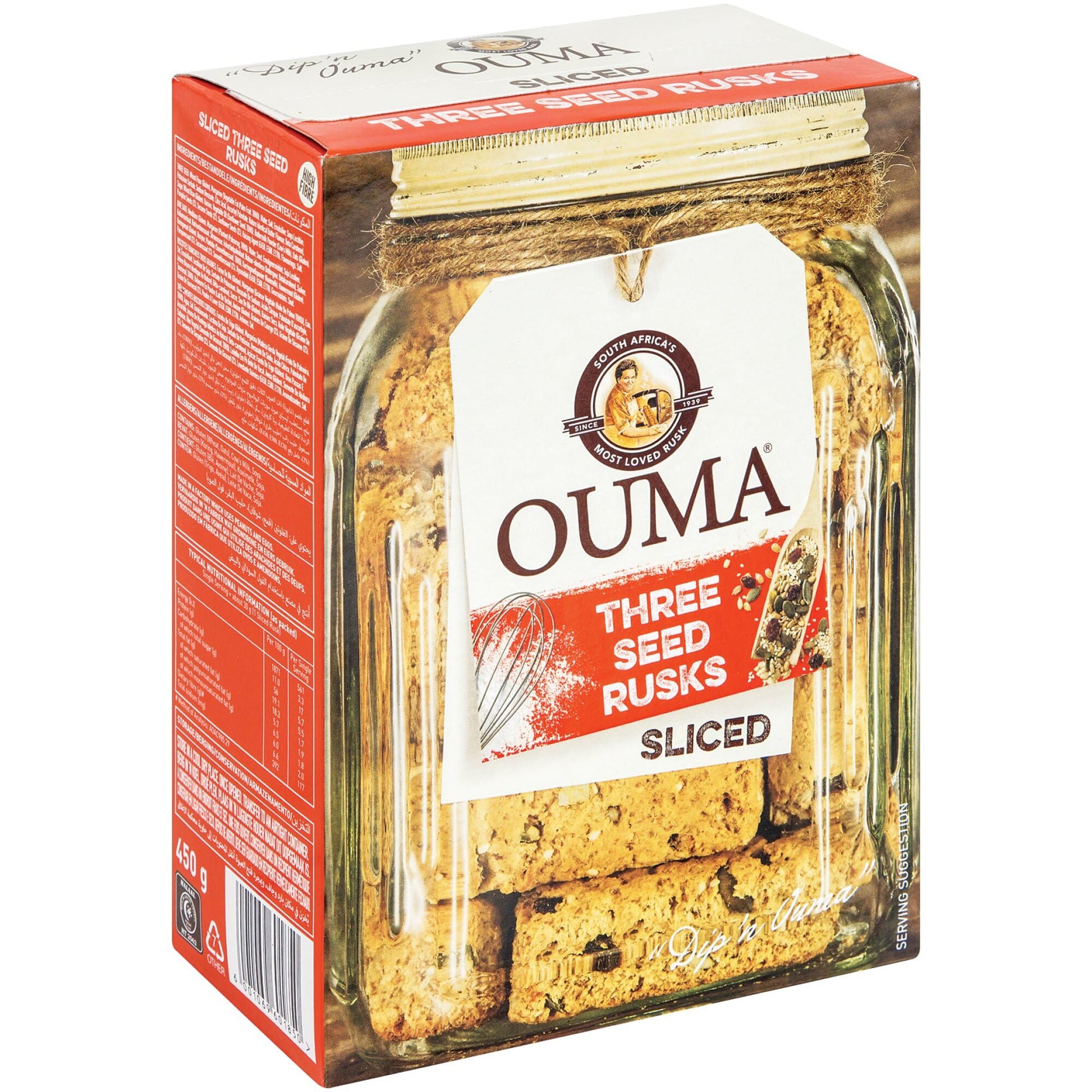 White Smoke Ouma Sliced 3 Seed Rusks 450g