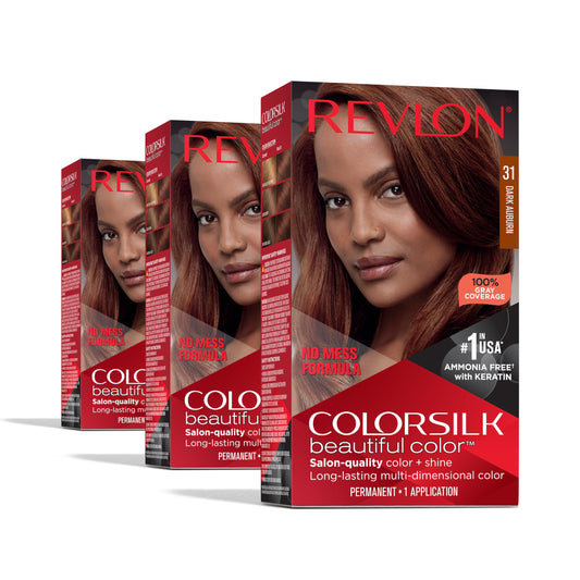 White Smoke Revlon Colorsilk Beautiful Color Permanent Hair Color, (OLD VERSION) 31 Dark Auburn (Pack of 3)