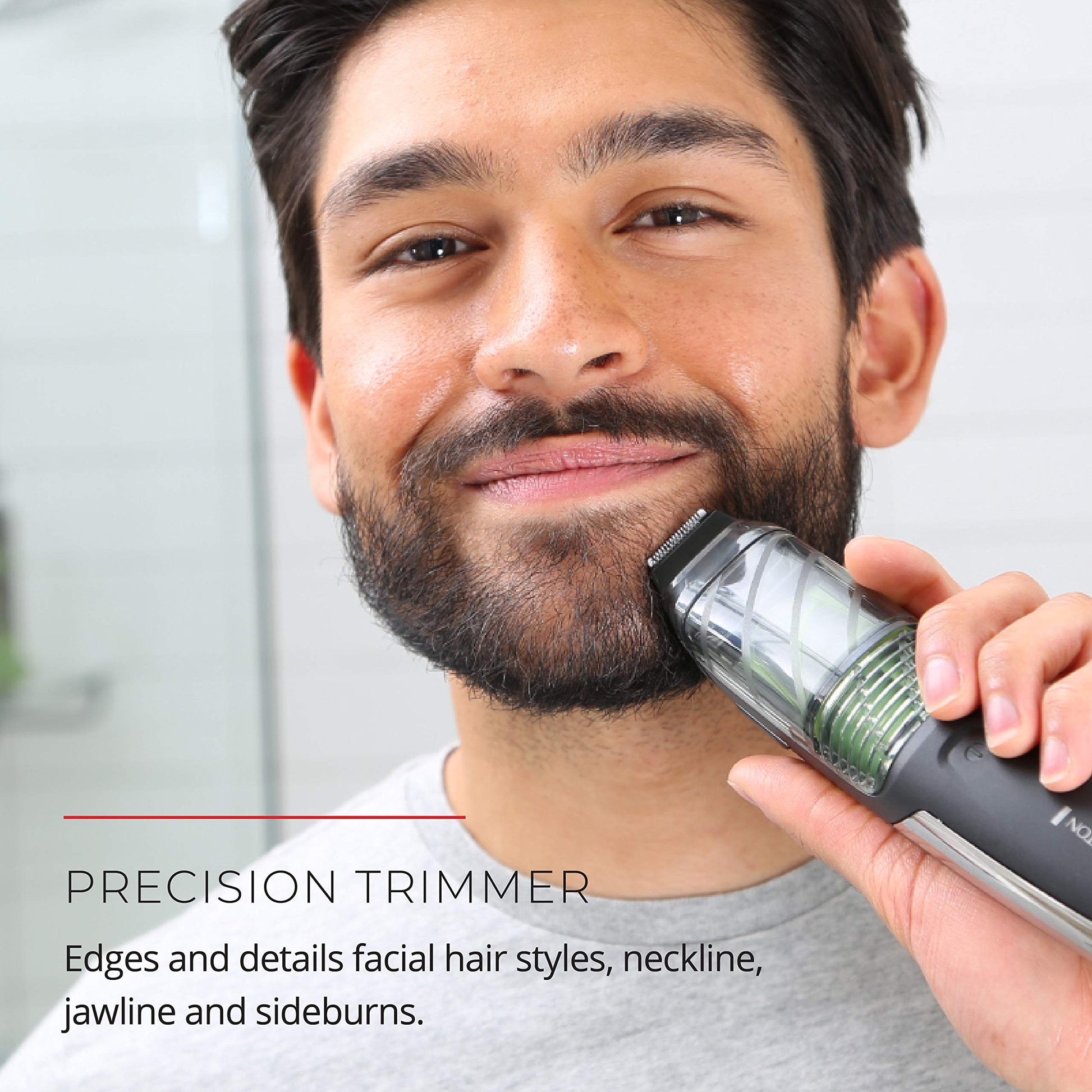 Lavender Remington Vacuum Beard Trimmer,13 Length and Style Settings with Adjustable Length Comb (2-18mm),Vacuum Trimmer for Beard, Mustache, and Stubble, Rechargeable Lithium Power, Washable, Removable Blades