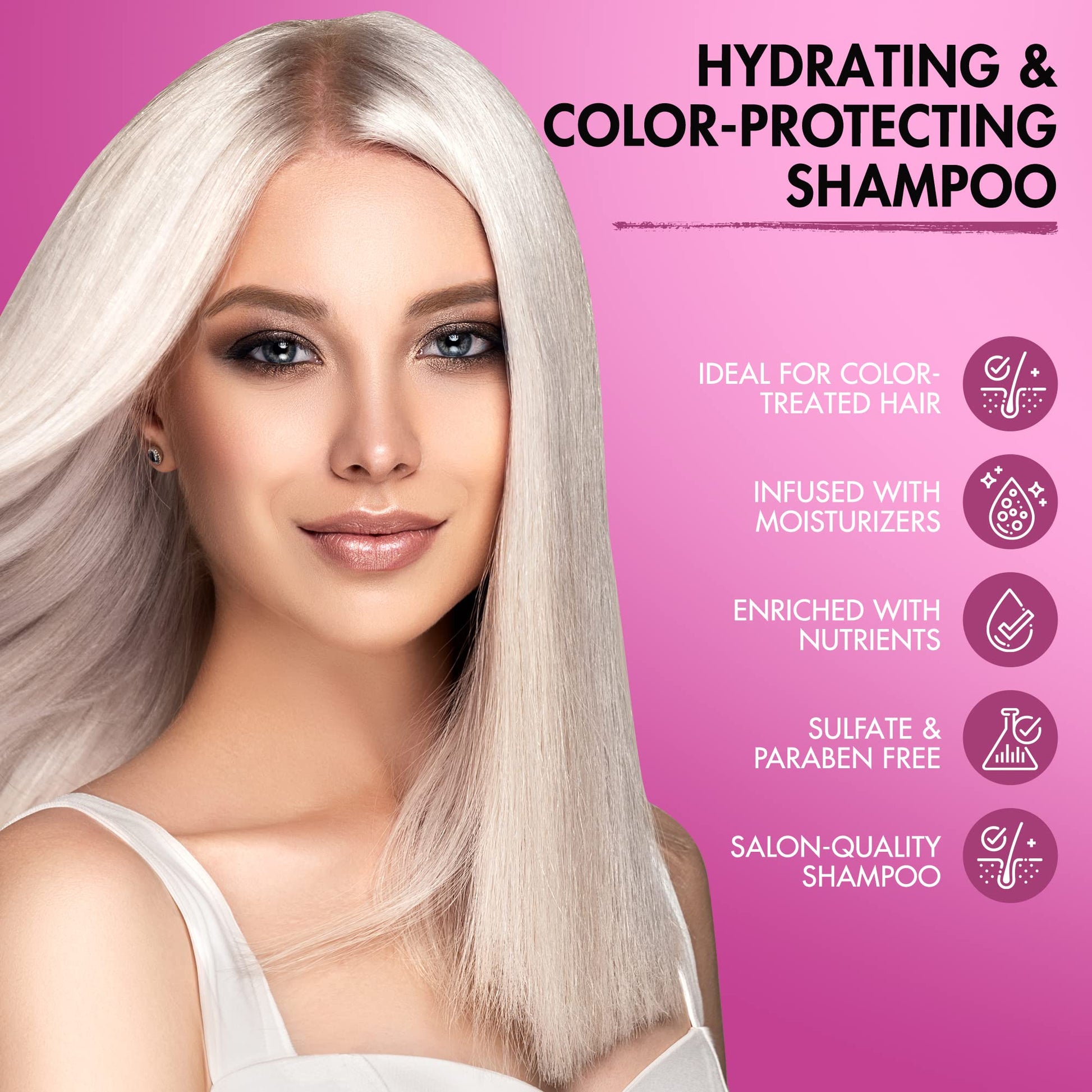 Light Pink TRIDESIGN Hydrating Shampoo for Color Treated Hair, Sulfate and Paraben Free Care Treatment, Concentrated Hair Color Shampoo, Gently Cleanses -33.8 Fluid Ounce