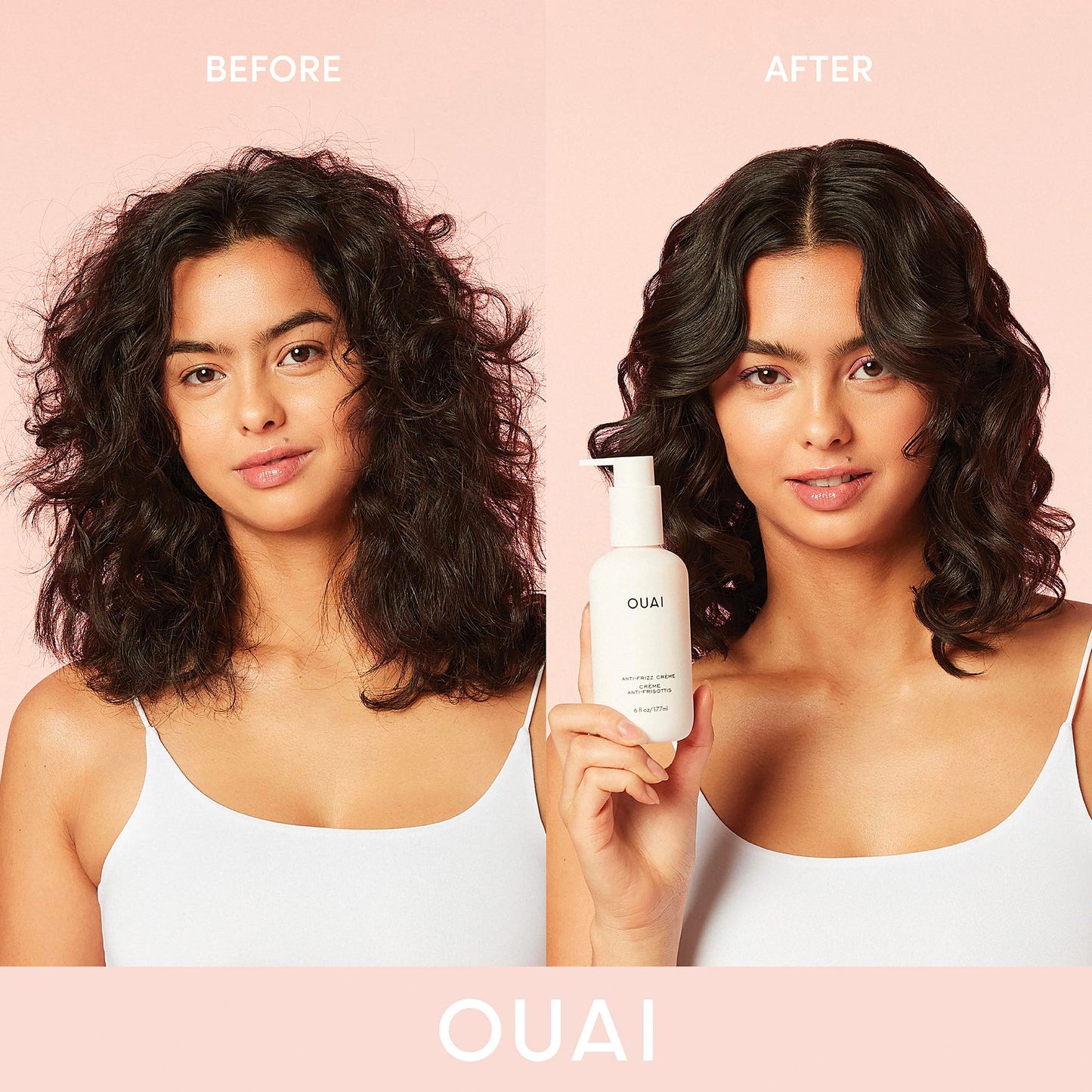 Bisque OUAI Anti Frizz Cream - Moisturizing Hair Cream with Frizz Control & Heat Protection - Provides Lasting Hydration with Jackfruit & Beetroot Extract - Paraben, Phthalate & Sulfate Free (6 oz)