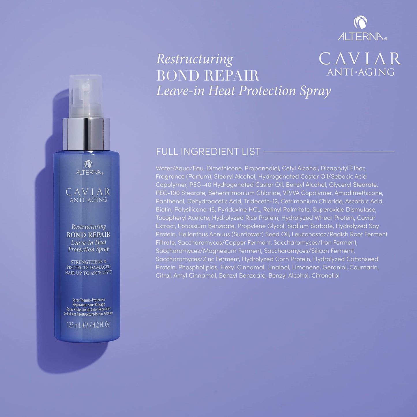 Medium Purple Alterna Caviar Anti-Aging Restructuring Bond Repair Leave-in Heat Protection Spray,4.2 Ounce (2-Pack)