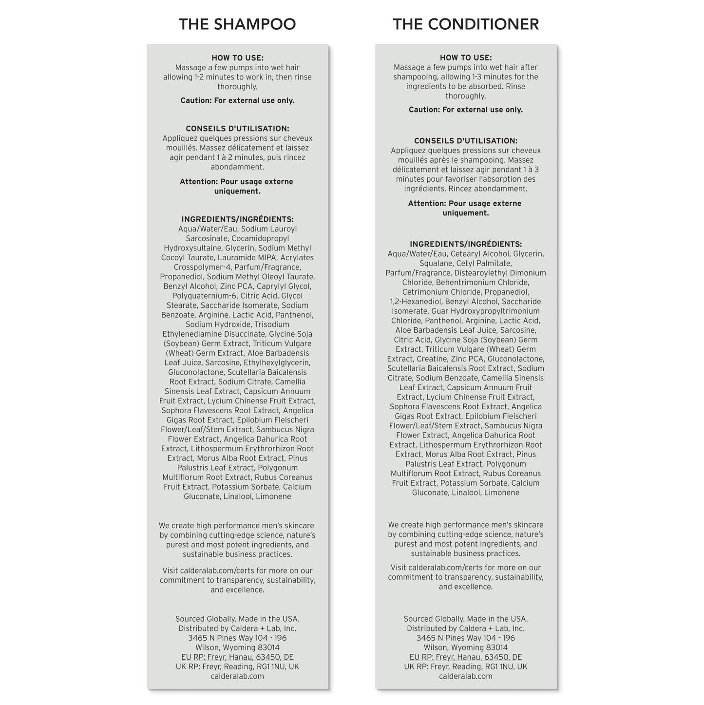 Gray Caldera + Lab The Shampoo + Conditioner Bundle | Men’s Hair Care Duo for Healthy, Fuller Hair, Sulfate-Free Cleanser & Hydrating Conditioner, Dermatologically Tested - All Hair Types