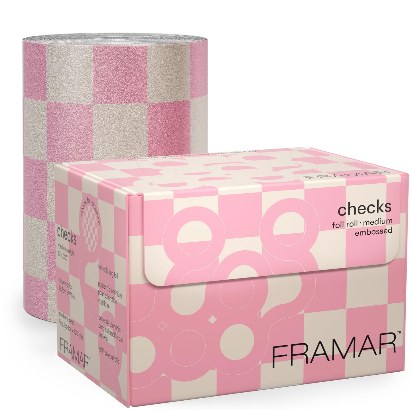 White Smoke FRAMAR Beige and Pink Checkered Hair Foil – Hair Foils For Highlighting Long Hair, Salon Foil For Hair Highlighting, Salon Foils For Hair Stylist, Embossed – 320 ft