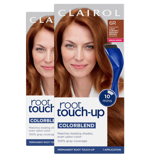 White Smoke Clairol Root Touch-Up by Nice'n Easy Permanent Hair Dye, 6R Light Auburn/Reddish Brown Hair Color, Pack of 2