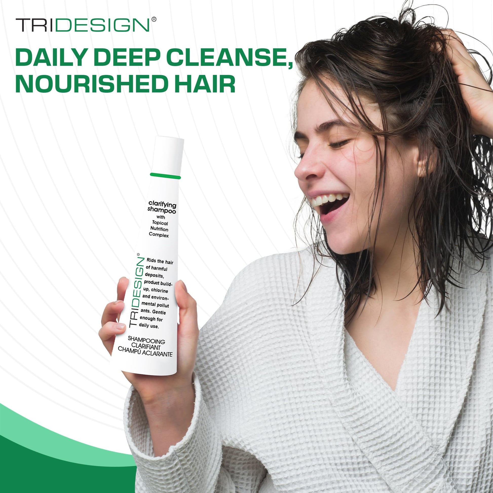 White Smoke TRIDESIGN Hair Care Clarifying Shampoo - Liquid Shampoo for Hair Deep Cleansing - Build Up & Impurities - Perfect Hair Care Products & Everyday - 10.5 fl. oz.