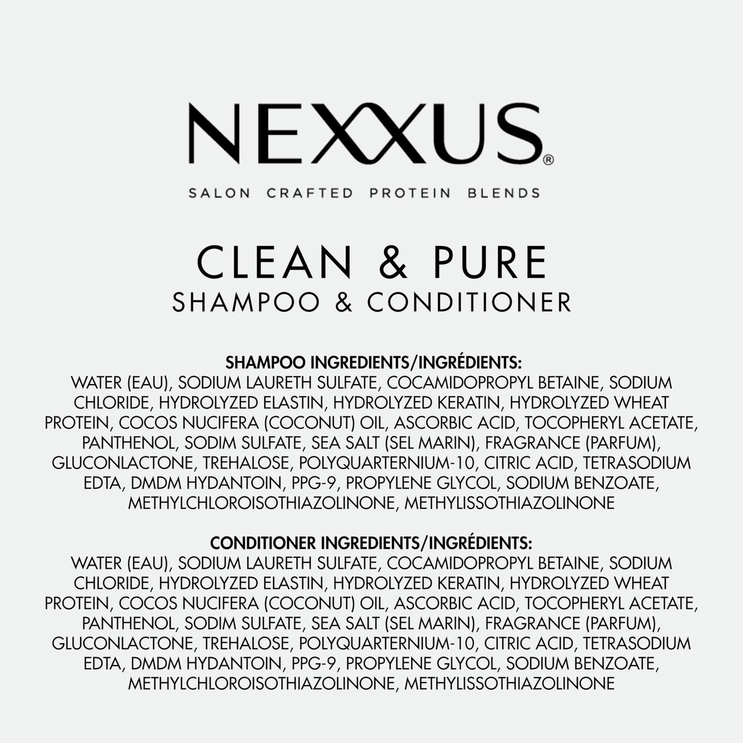 White Smoke Nexxus Clean and Pure Clarifying Shampoo and Conditioner 2-Pack With ProteinFusion, for Nourished Hair Paraben Free 33.8 oz