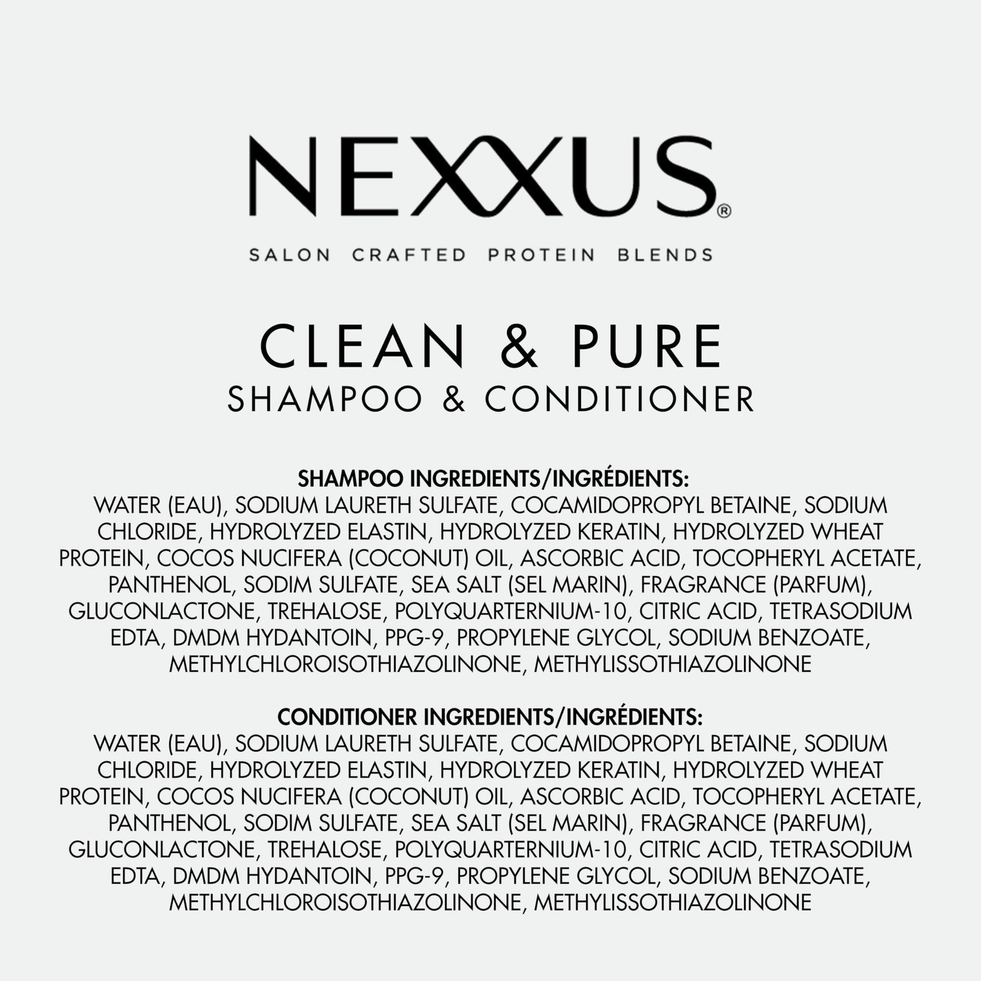 White Smoke Nexxus Clean and Pure Clarifying Shampoo and Conditioner 2-Pack With ProteinFusion, for Nourished Hair Paraben Free 33.8 oz