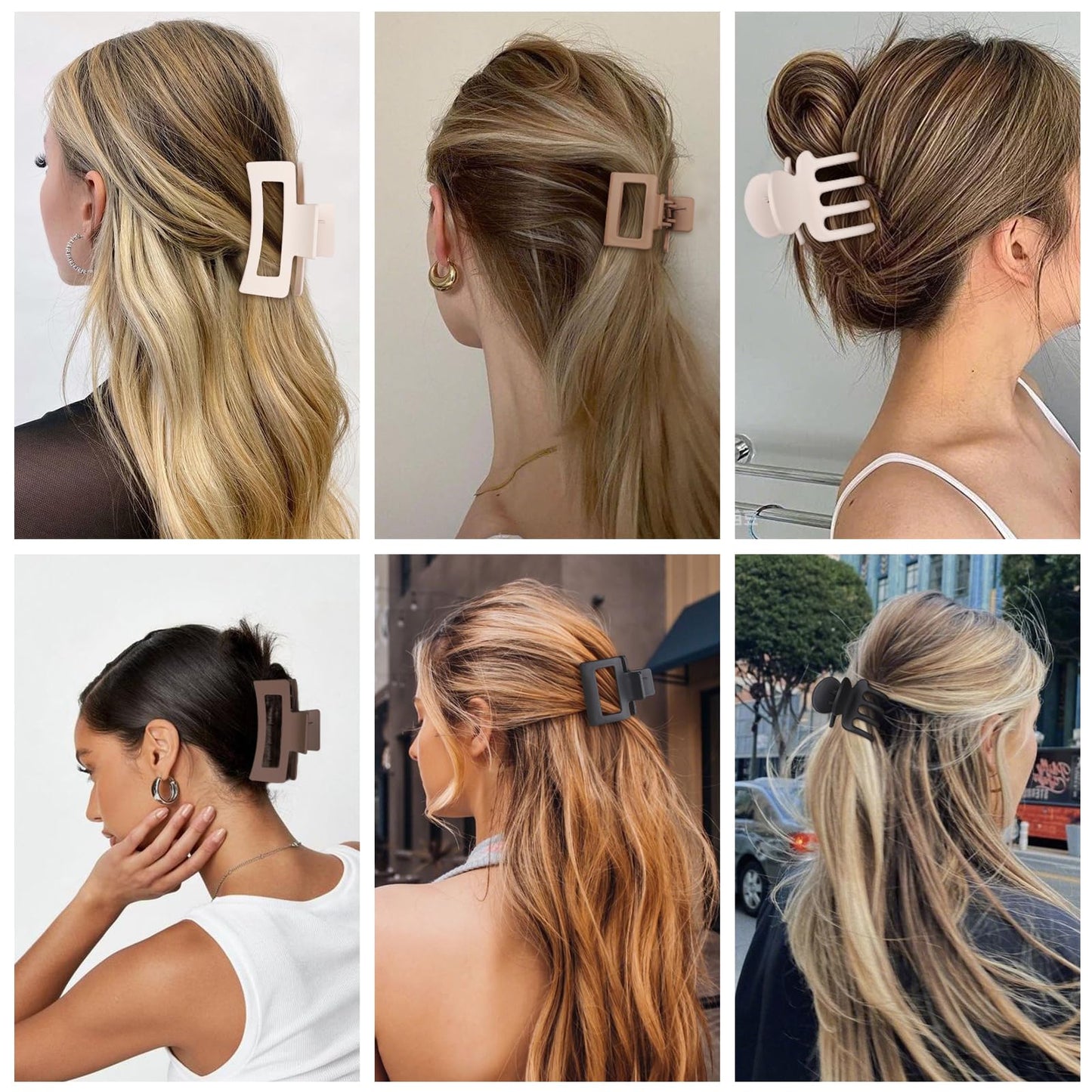 Lavender SMKSL 12 Pcs Hair Clips for Women 3 Styles Small Medium Large Claw Clips for Thin Thick Curly Hair, Strong Hold & Non-Slip Clips, Stylish Matte Plastic Hair Accessories Ideal Gifts for Women (Brown)