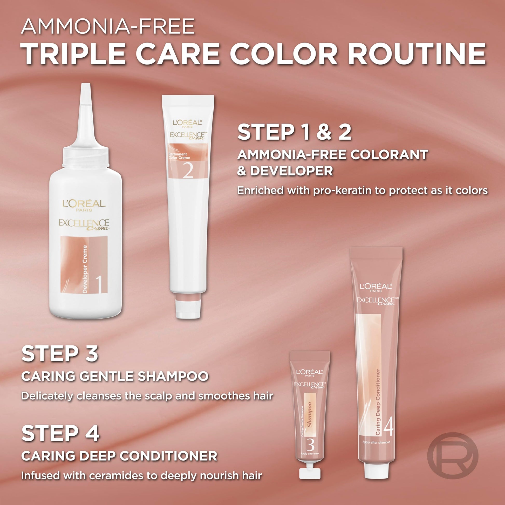 Rosy Brown L’Oreal Paris Excellence Universal Nudes Permanent Hair Color, Ammonia Free Hair Dye for Gray Hair Coverage, 4N Natural Dark Brown, 1 Hair Dye Kit