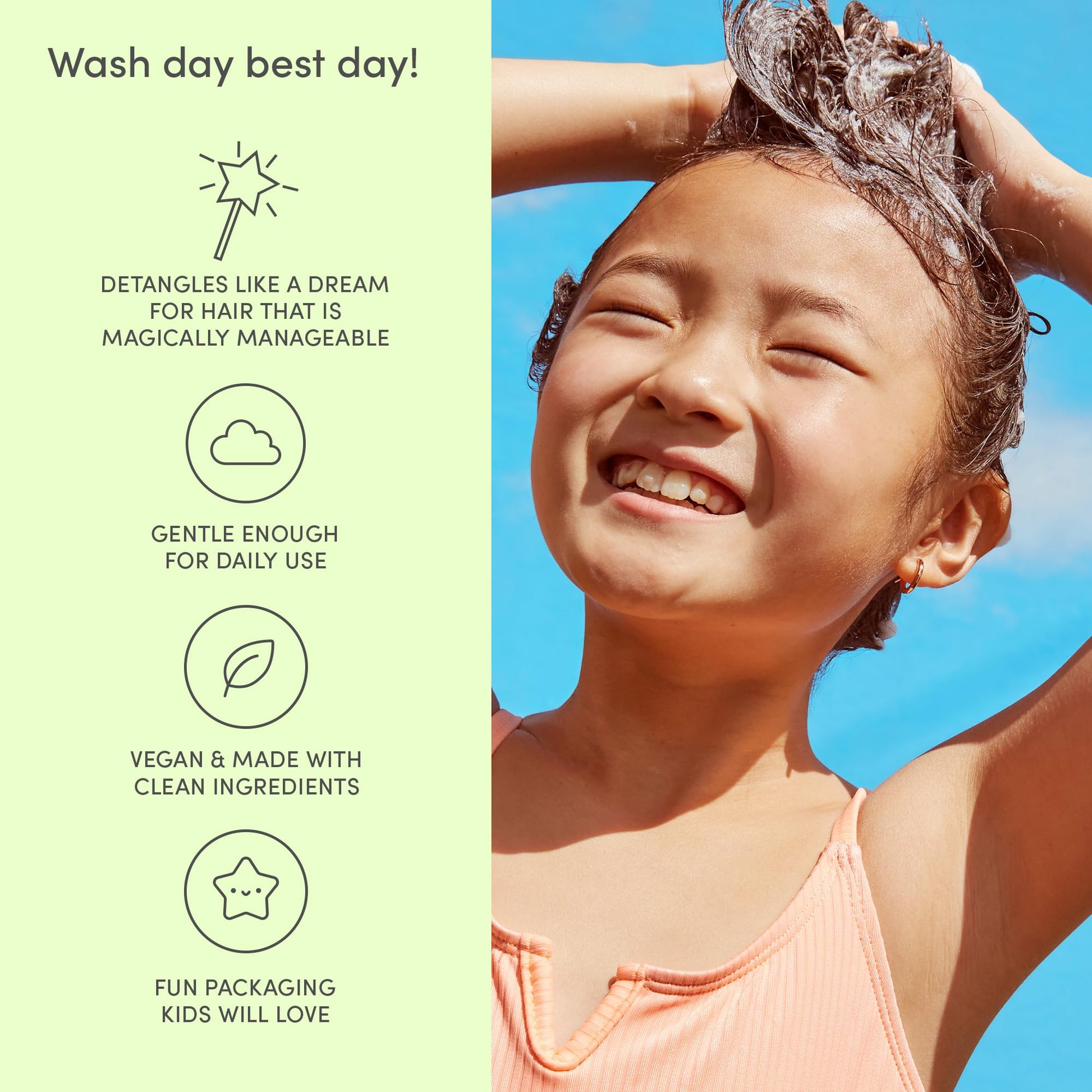 Light Goldenrod Yellow Evereden Kids Conditioner Detangler, 6.7 fl oz. | Children's Haircare | Non-toxic Conditioning for Silky Smooth Hair