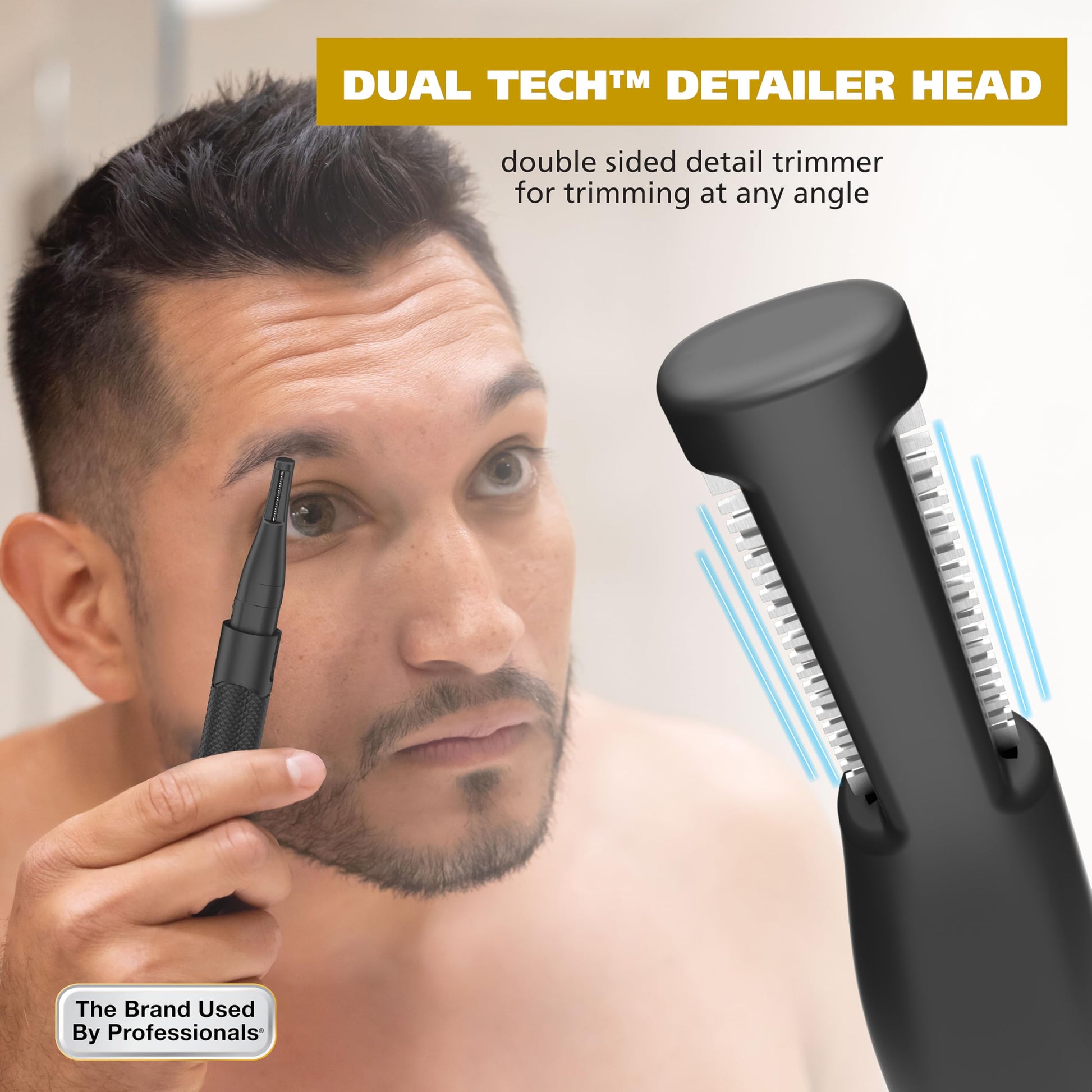 White Smoke Wahl Manscaper ® 2 in 1 Lithium Battery Tactical® Dual Sided Eyebrow Trimmer and Nose Hair Trimmer for Men – Model 3023805